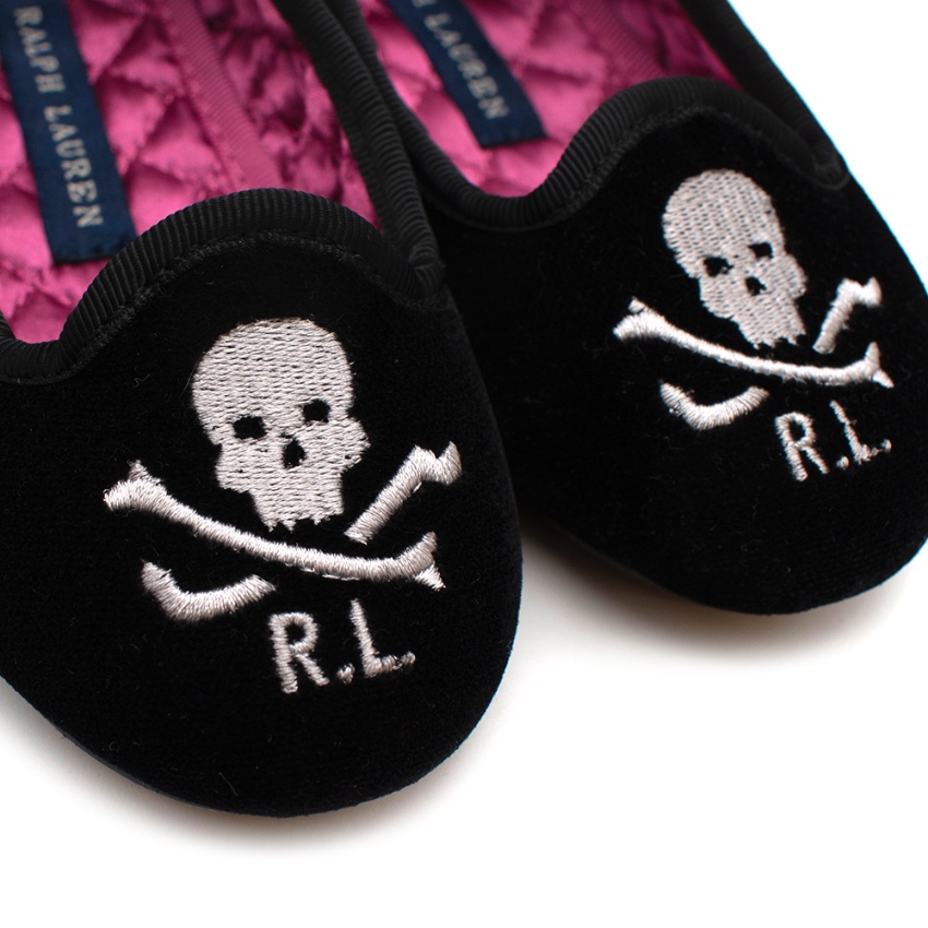 Ralph Lauren Black Velvet Skull Loafers Size 18-24 Months