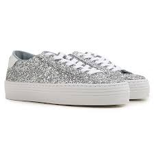 Preowned Chiara Ferragni glitter low-top trainers Size 35 Silver rubber