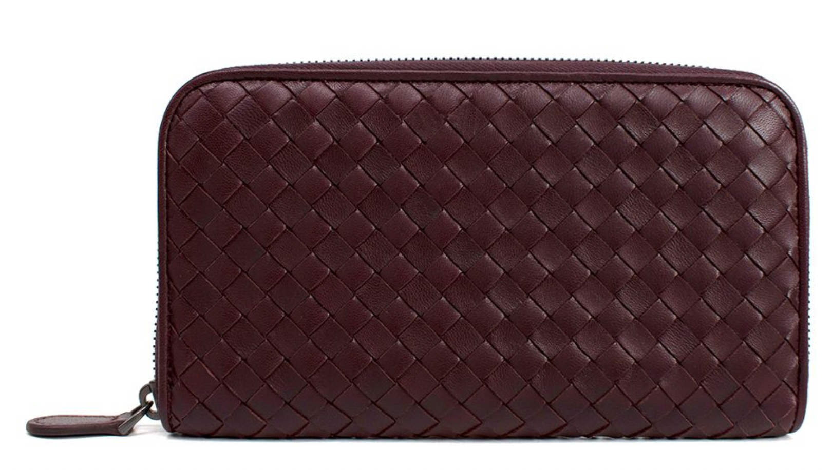 Bottega Veneta Burgundy Intrecciato Leather Long Wallet