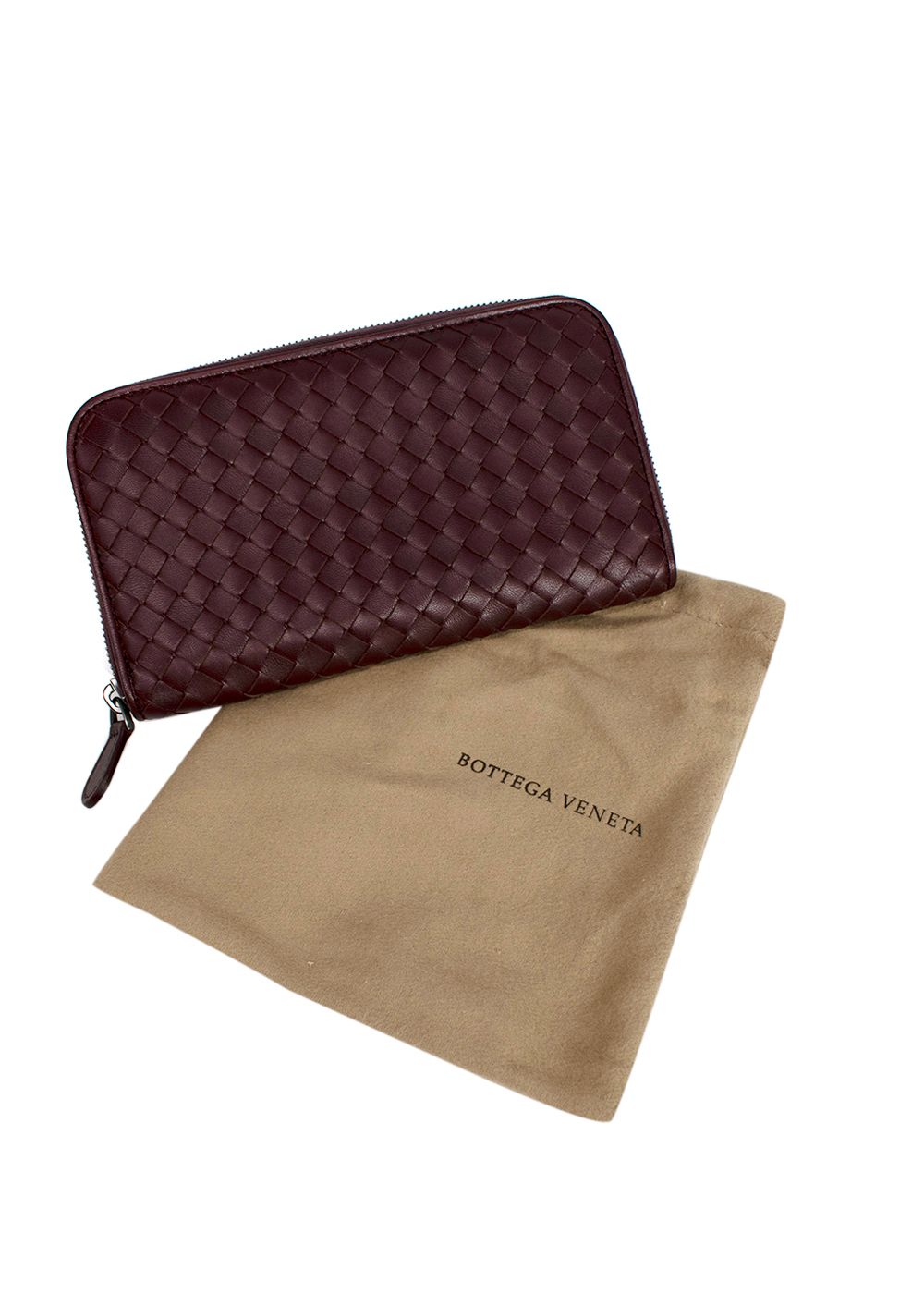 Bottega Veneta Burgundy Intrecciato Leather Long Wallet