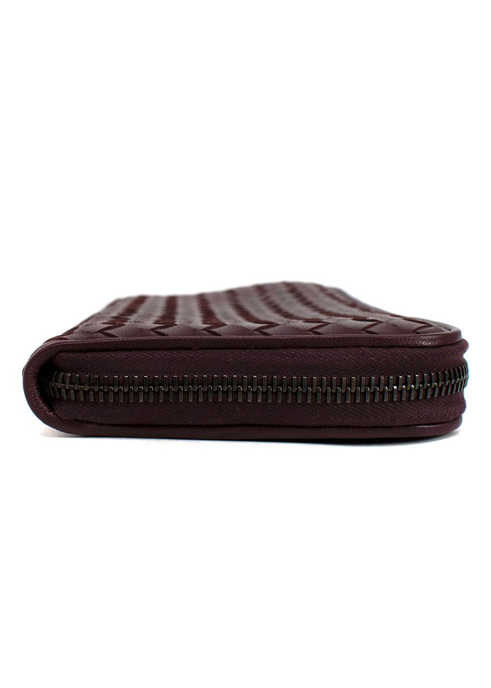 Bottega Veneta Burgundy Intrecciato Leather Long Wallet