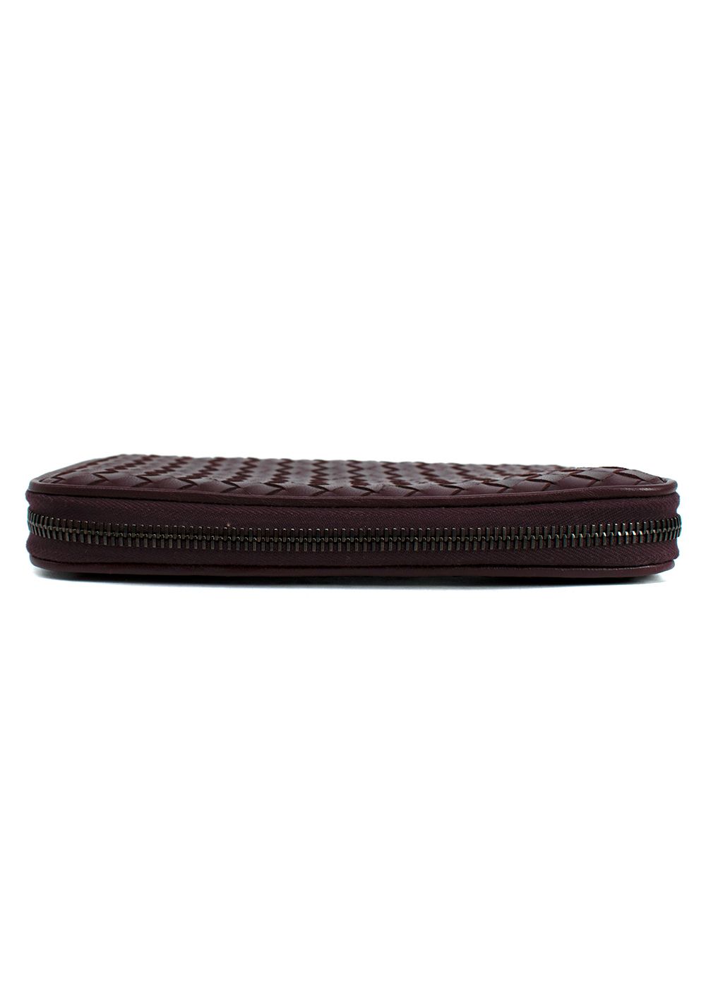 Bottega Veneta Burgundy Intrecciato Leather Long Wallet