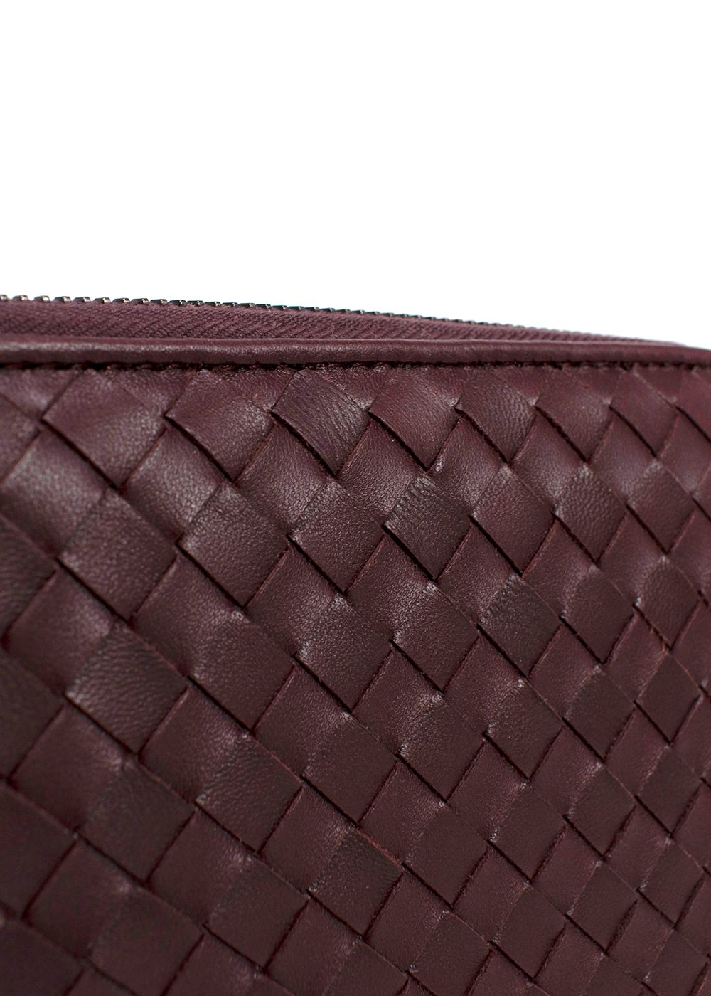 Bottega Veneta Burgundy Intrecciato Leather Long Wallet