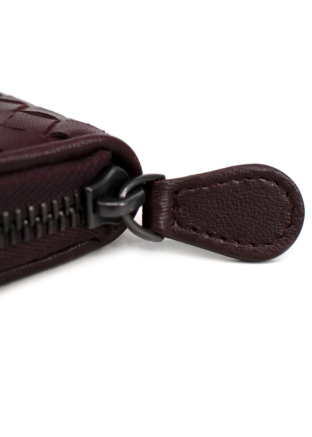 Bottega Veneta Burgundy Intrecciato Leather Long Wallet