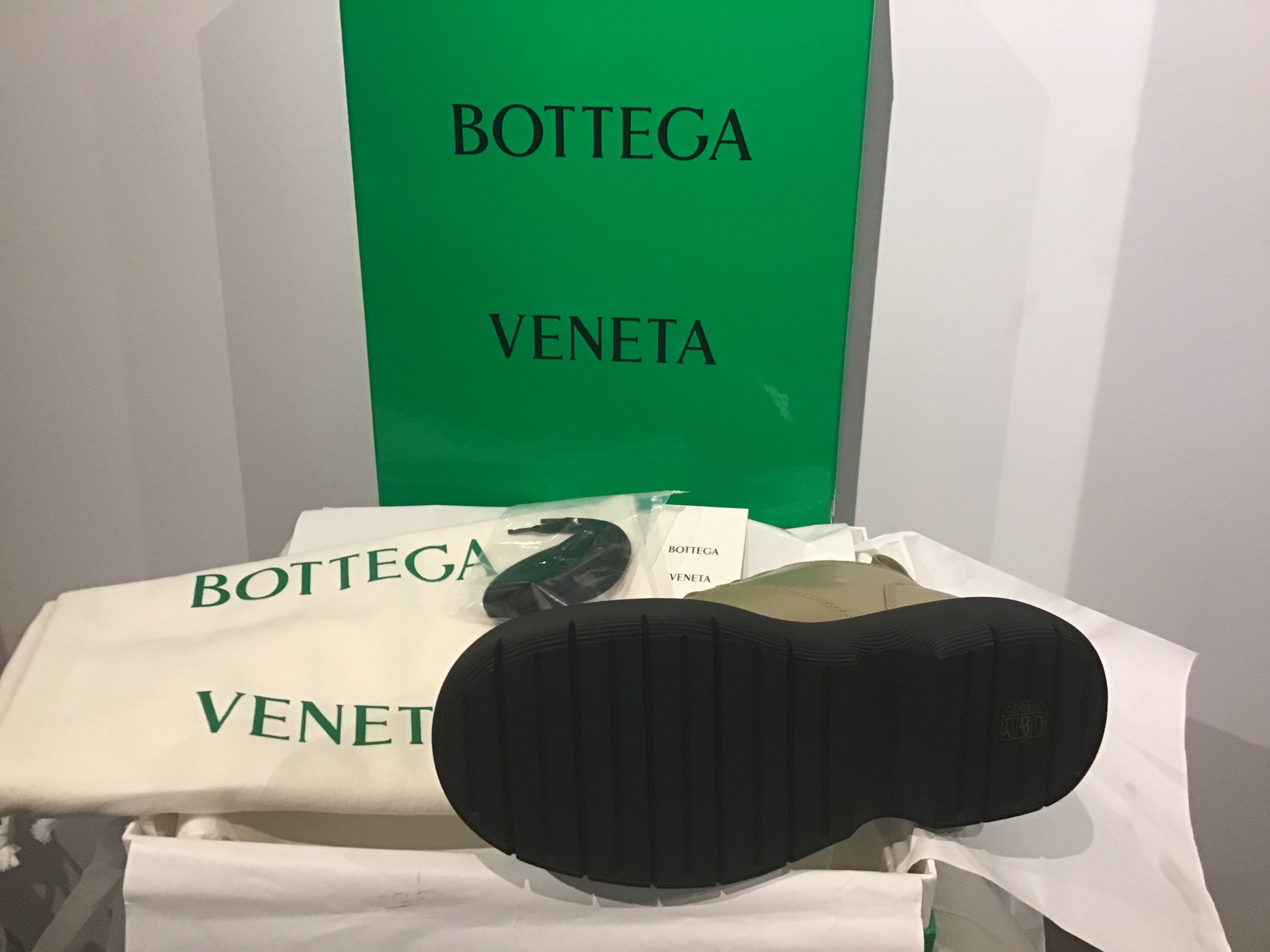 Bottega Veneta Green Combat Boots Size 395 All Spice and Black leather