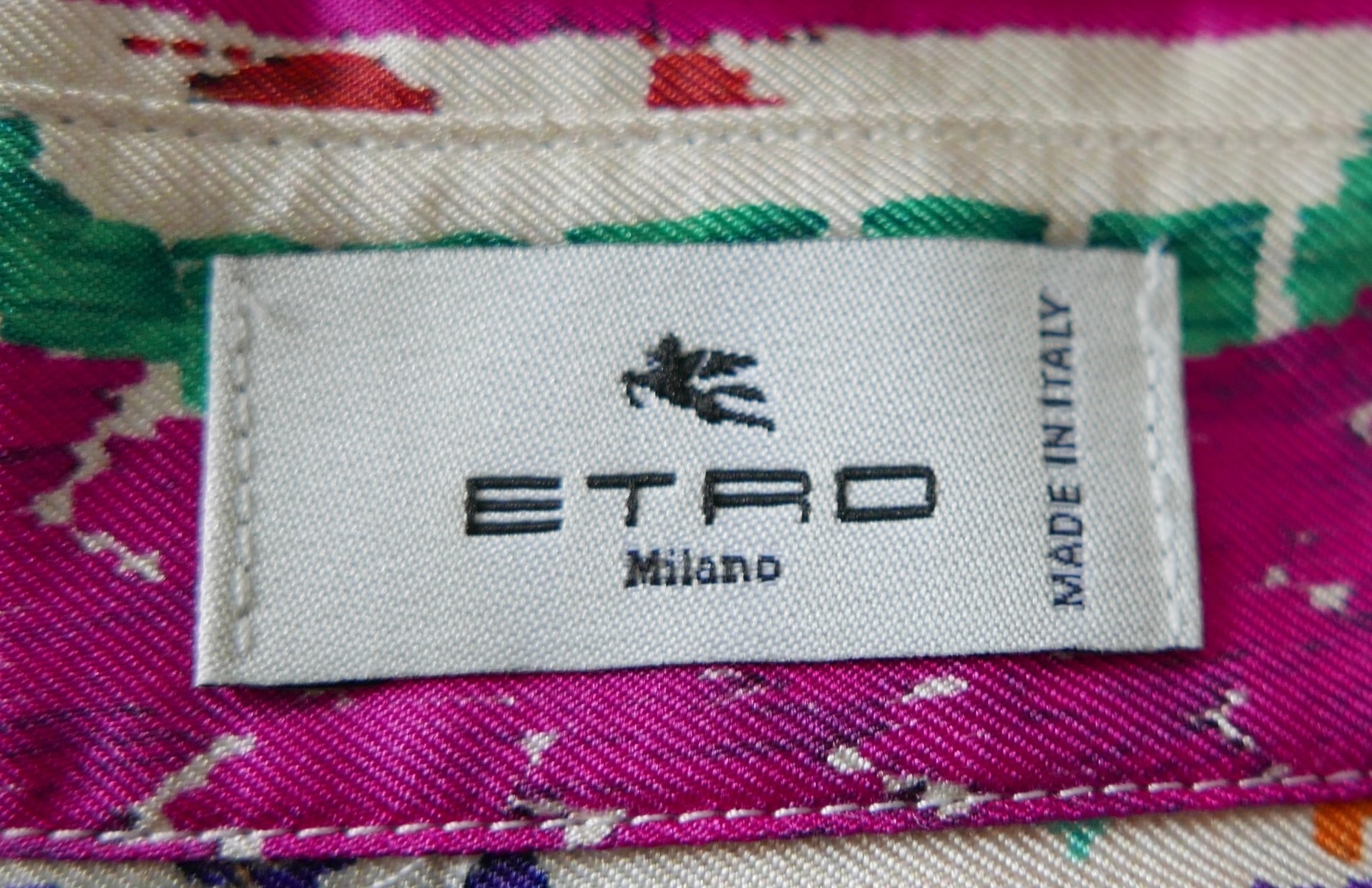 Etro Multicoloured Dragon Print Silk Shirt Size L Multi