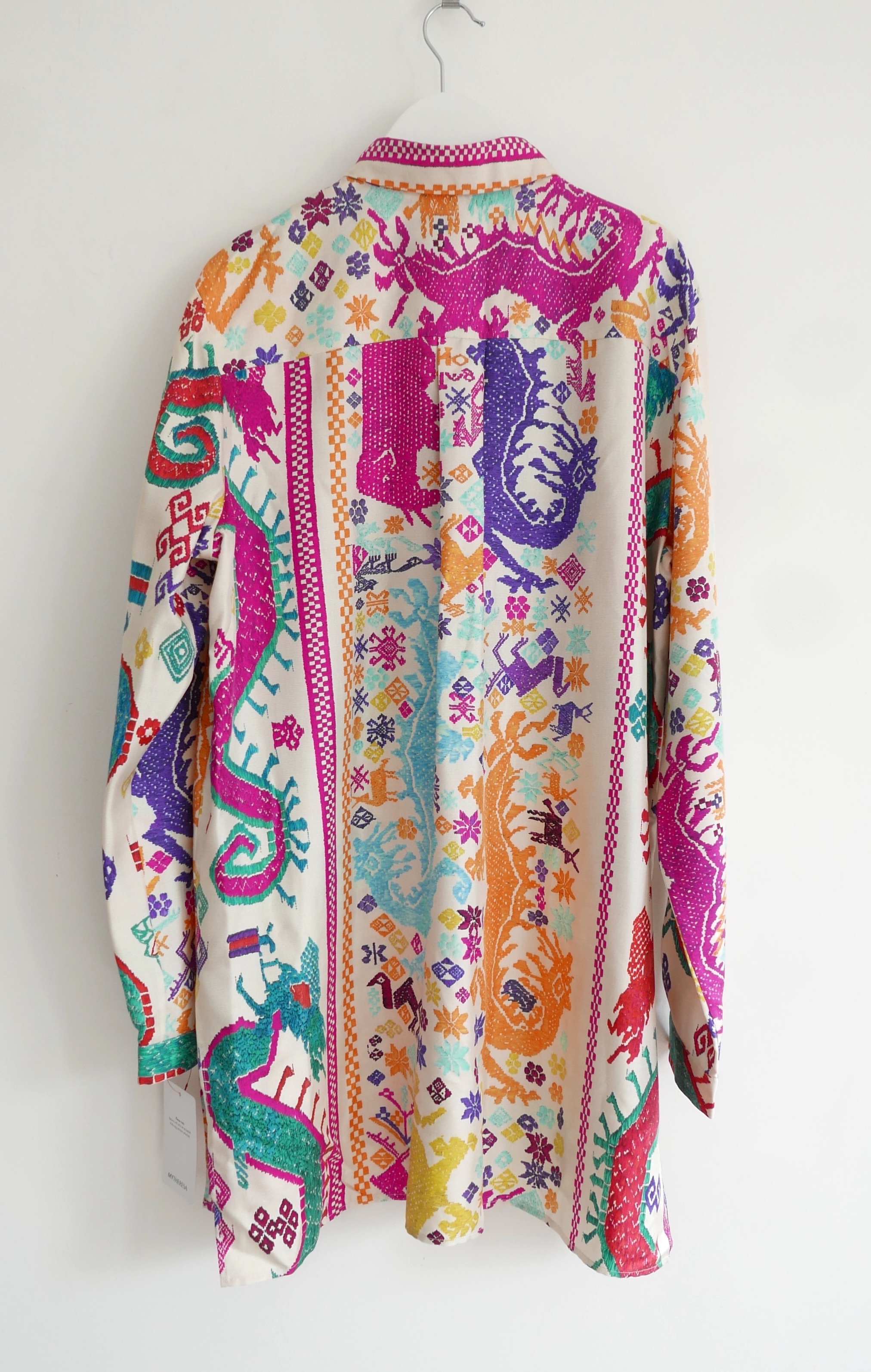 Etro Multicoloured Dragon Print Silk Shirt Size L Multi