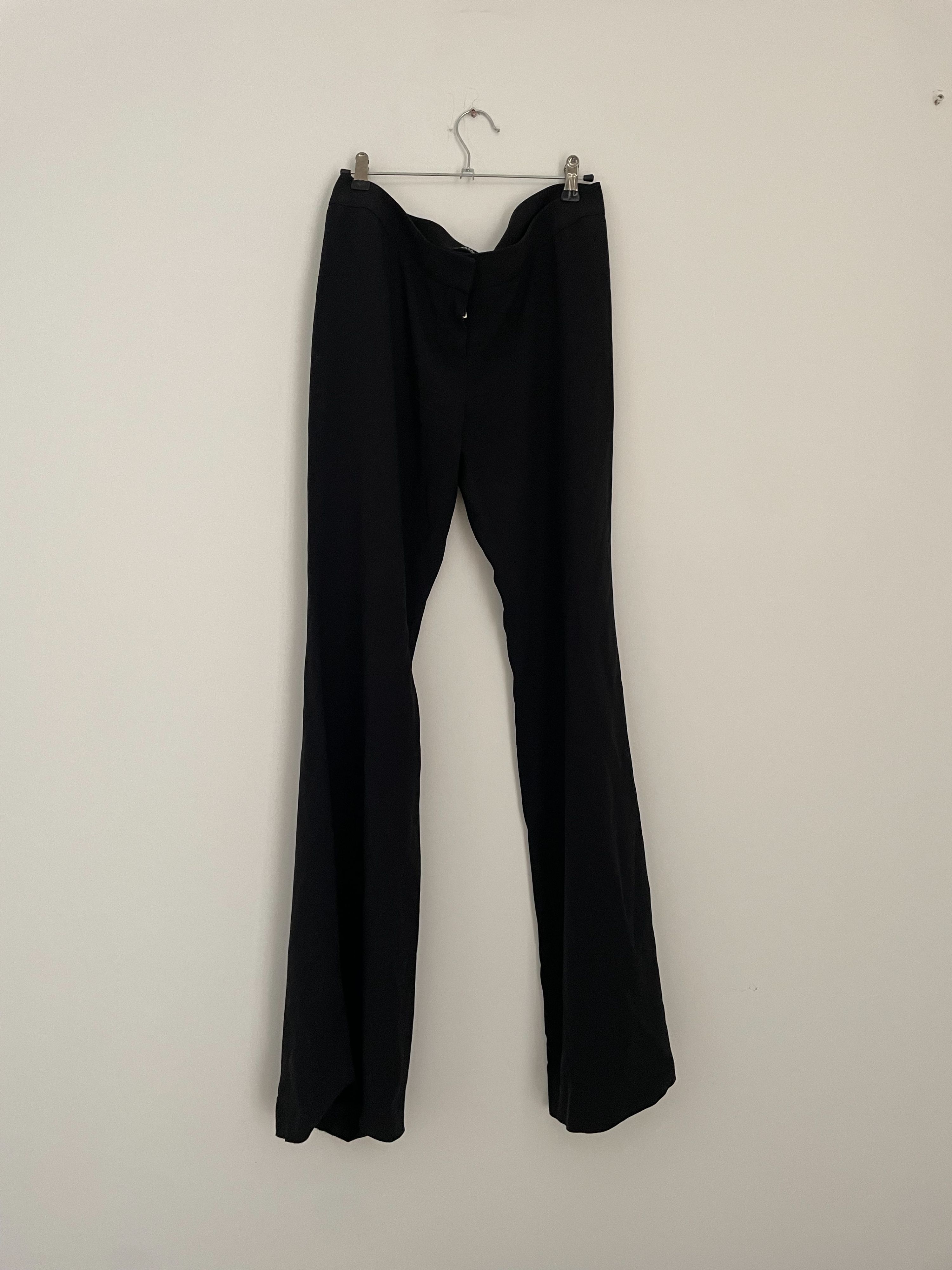 Preowned Alexander McQueen Black Crepe Wide Leg Trousers Size M viscose