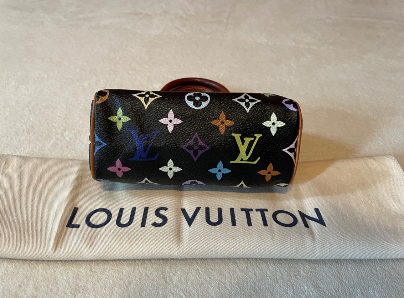 Louis Vuitton x Takashi Murakami Black Multicolore Monogram Nano Speedy Bag