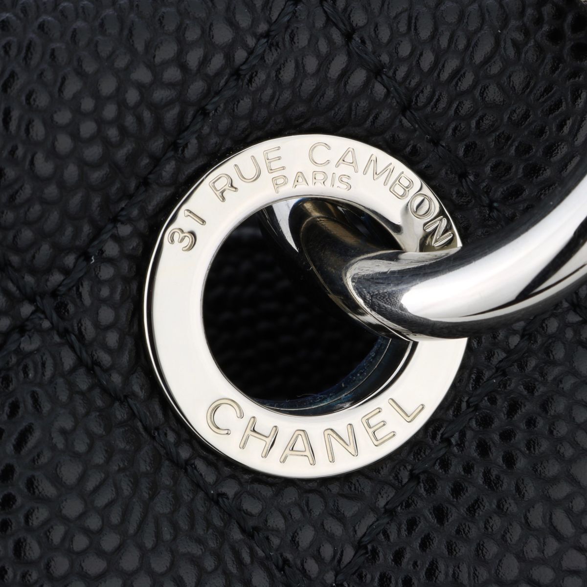 Preowned Chanel Black Caviar Leather Grand Shopper Tote with Silver Hardware grained calfskin-caviar