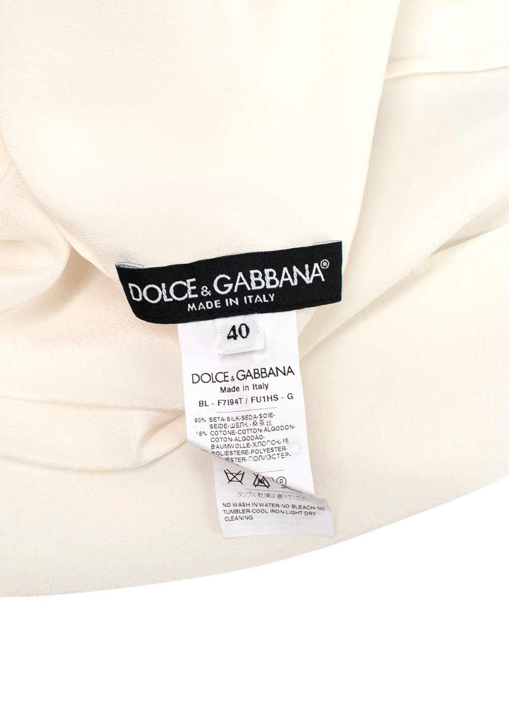 Dolce  Gabbana Cream Silk Blend Floral Crochet Top Size XS