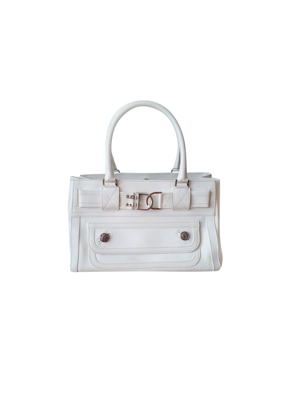 Preowned Dior White leather Flight bag