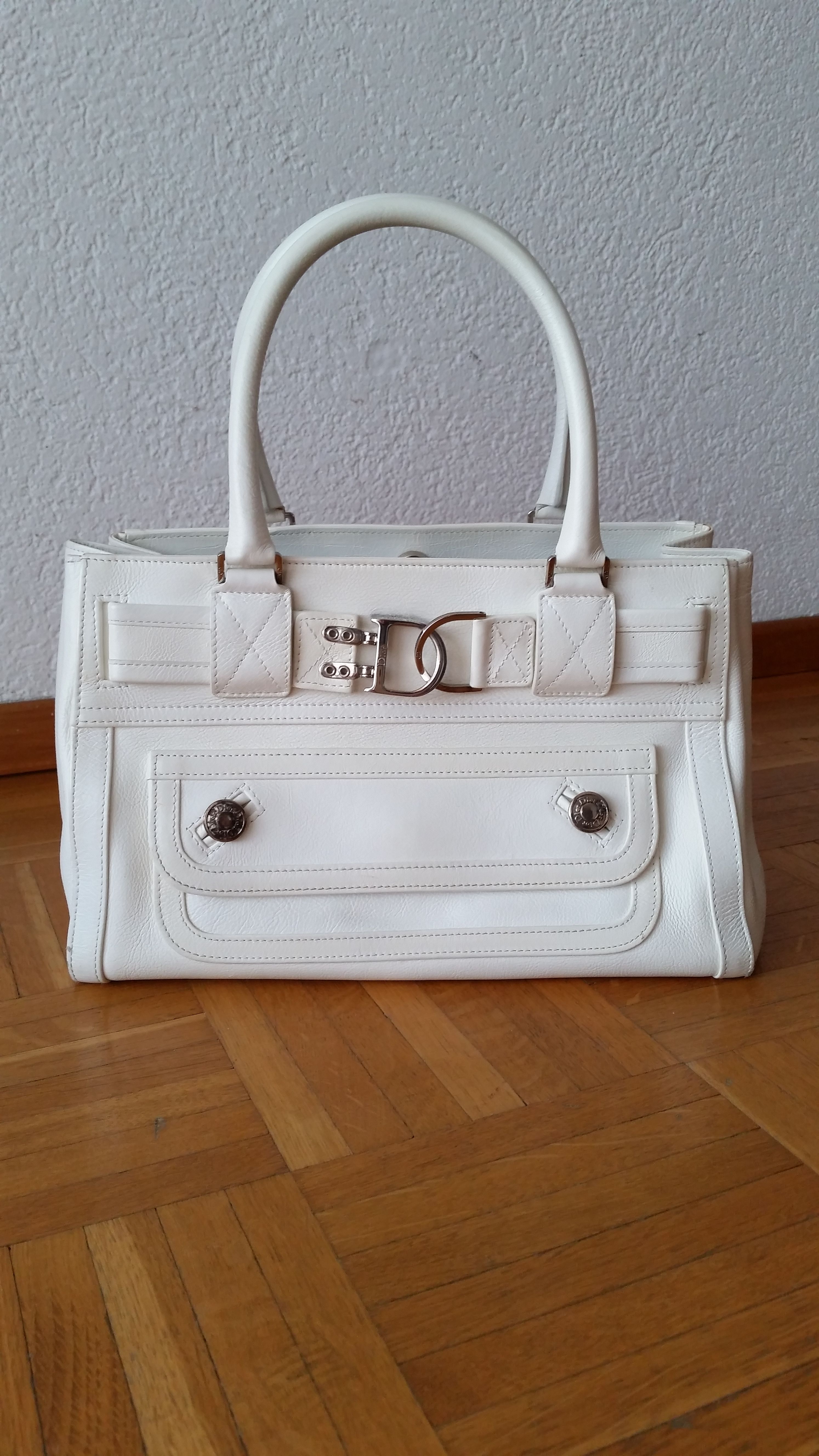 Preowned Dior White leather Flight bag