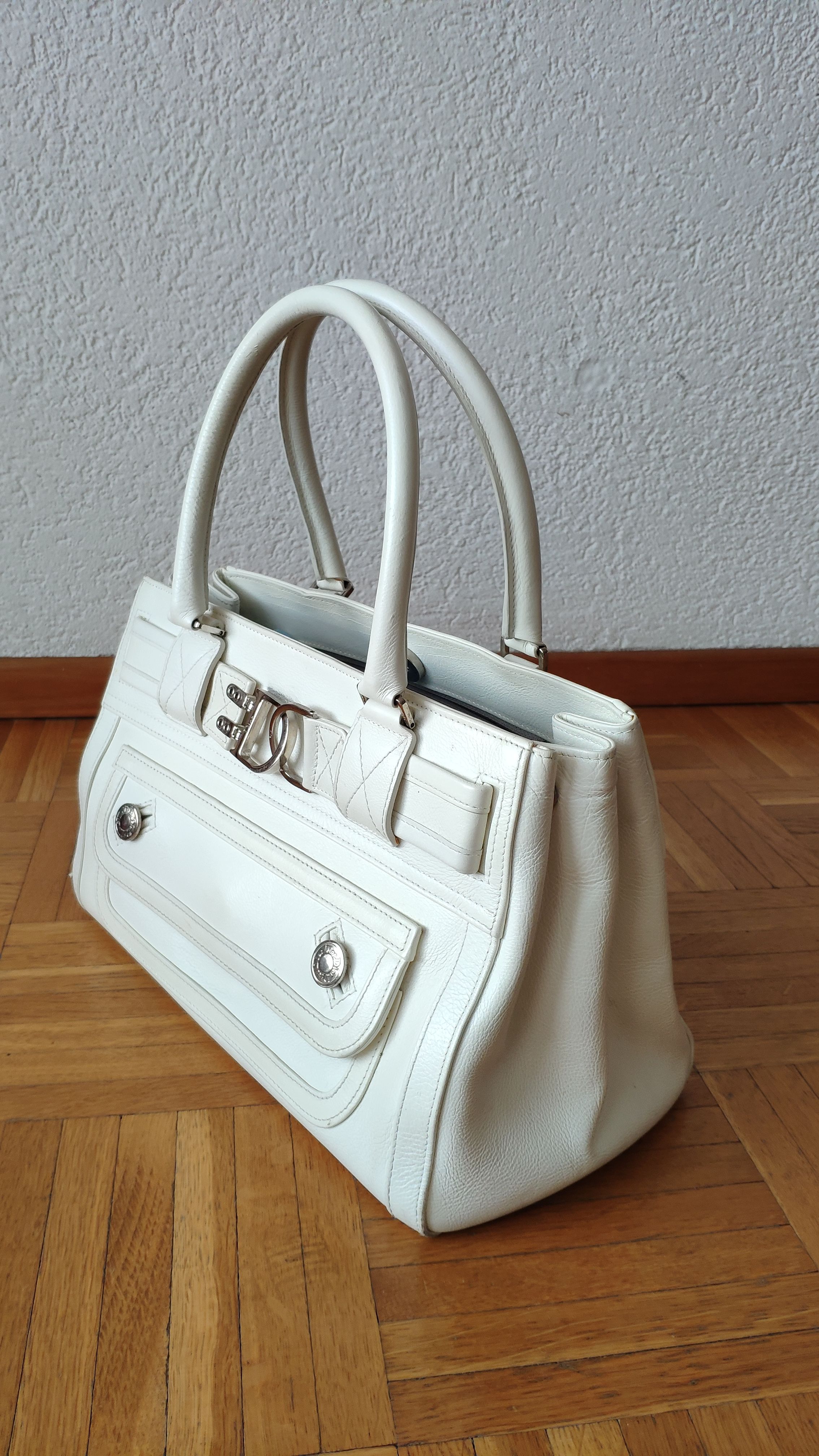 Preowned Dior White leather Flight bag