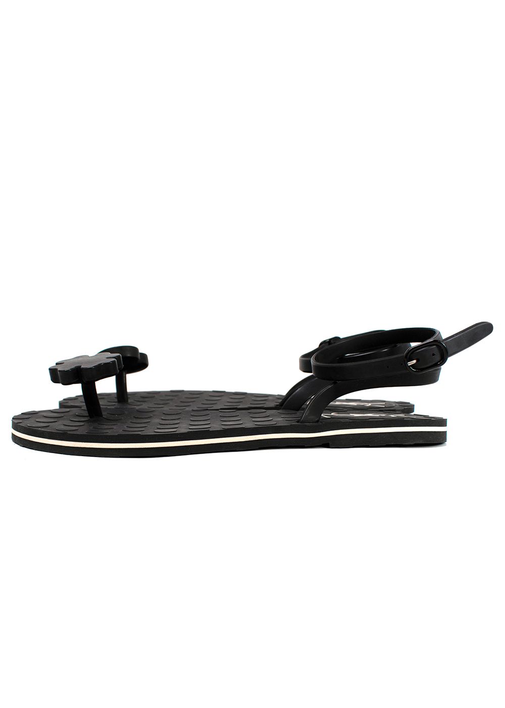 Preowned YSL black rubber Biarritz Sandals Size 40