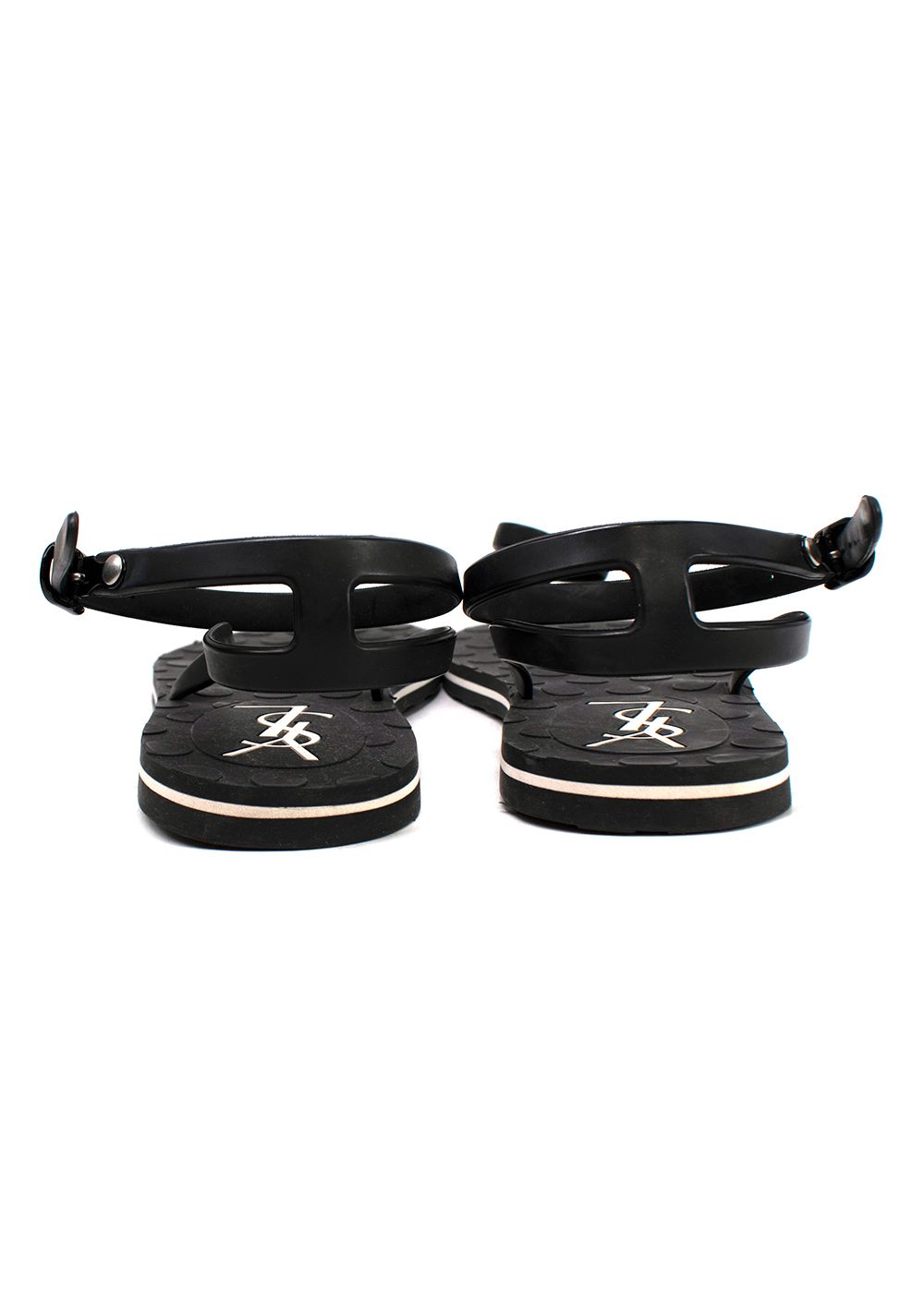 Preowned YSL black rubber Biarritz Sandals Size 40