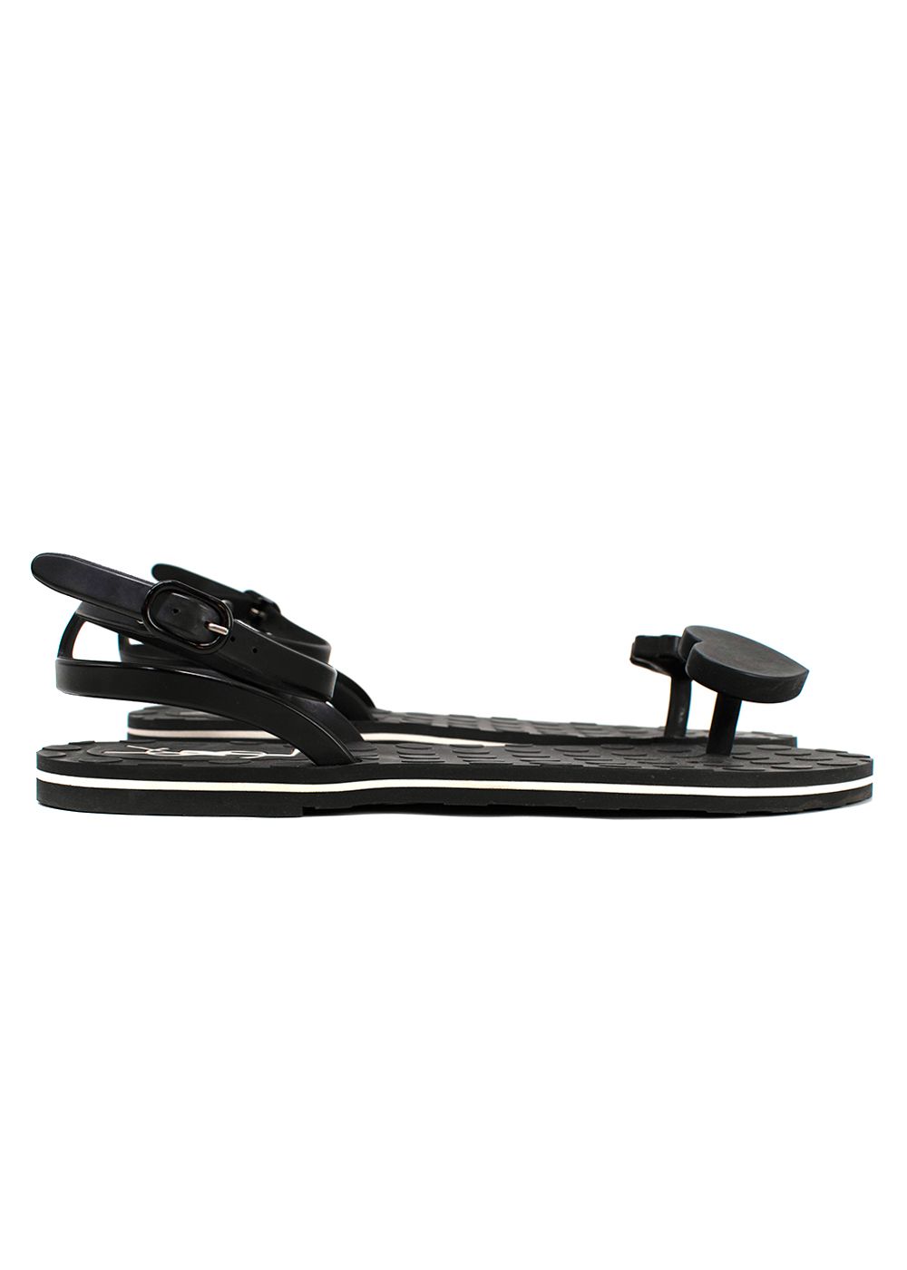 Preowned YSL black rubber Biarritz Sandals Size 40