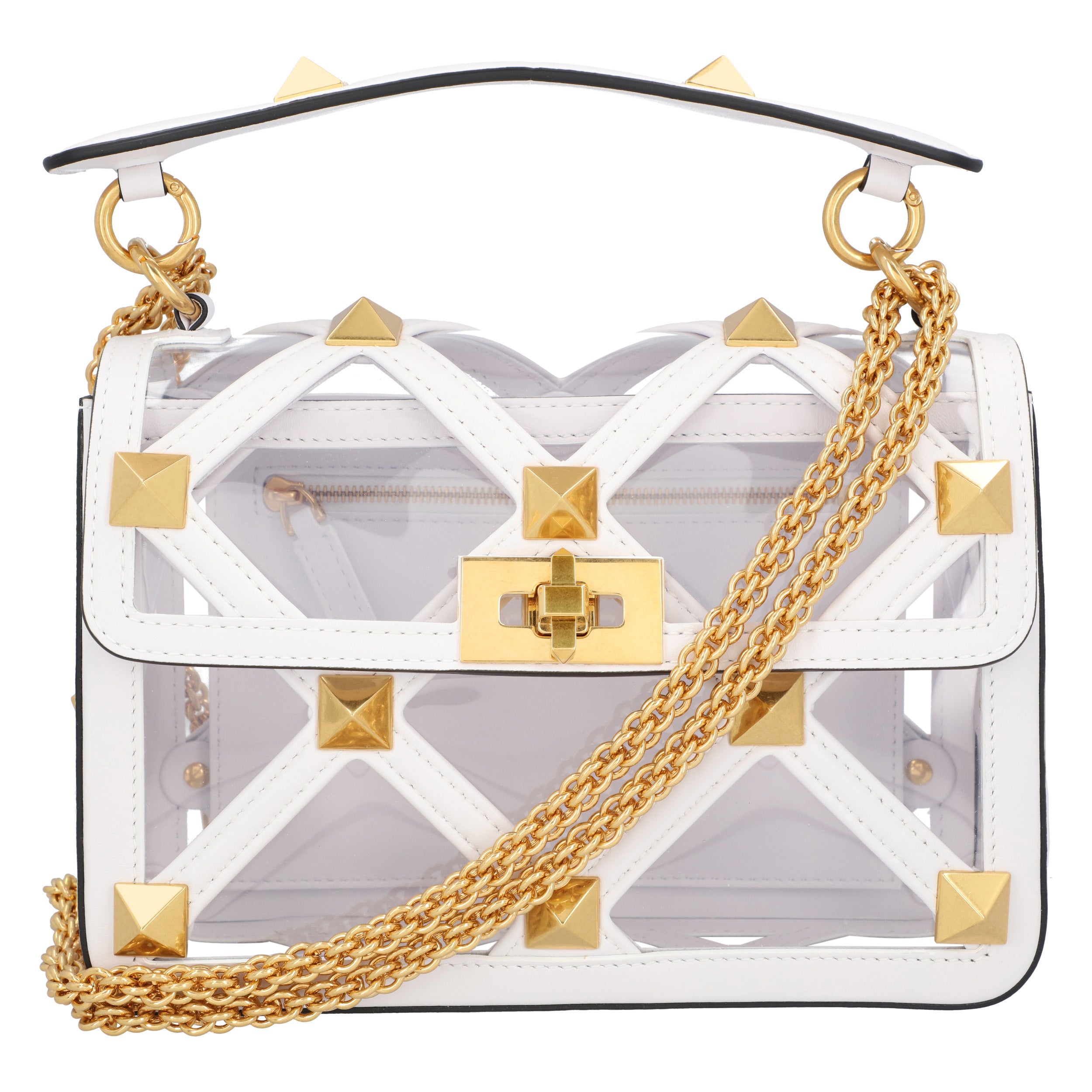 Valentino Transparent Roman Stud Bag white | white leather