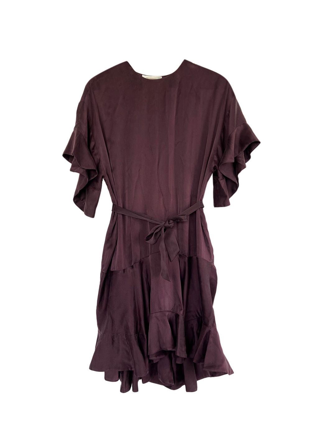 Preowned Zimmermann Purple Belted Silk Mini Dress Size S