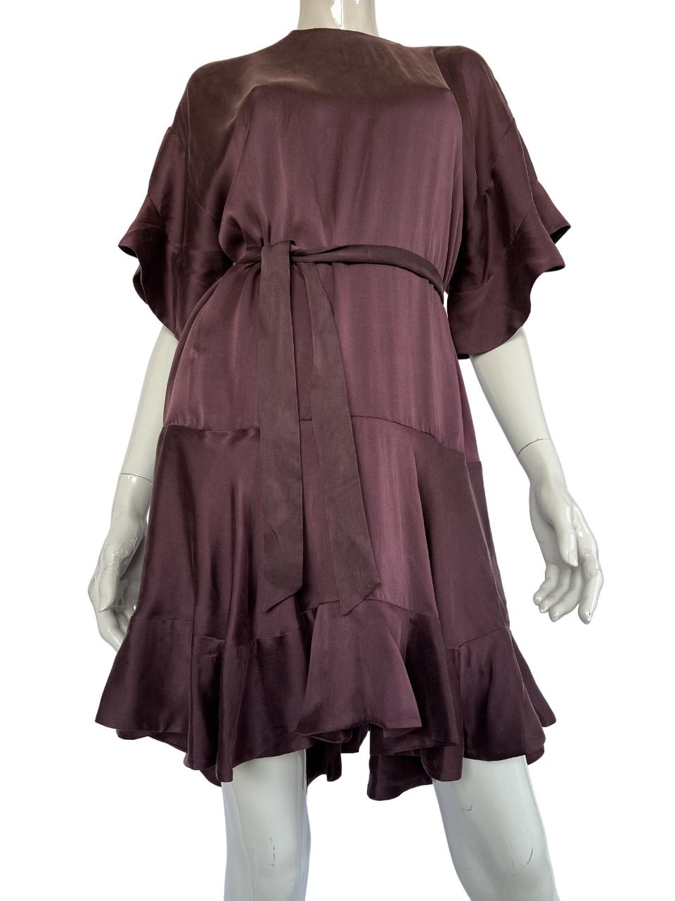 Preowned Zimmermann Purple Belted Silk Mini Dress Size S