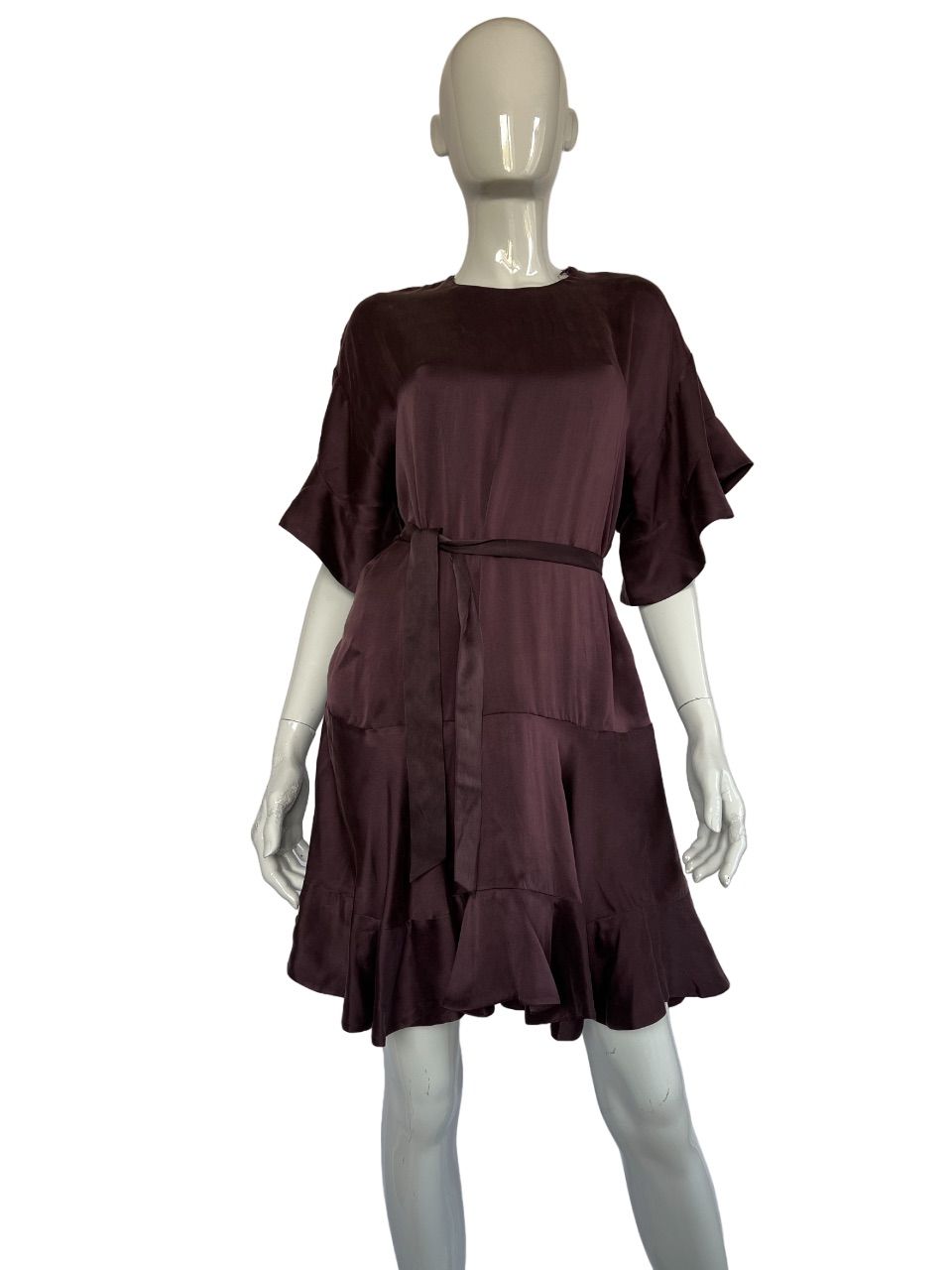 Preowned Zimmermann Purple Belted Silk Mini Dress Size S