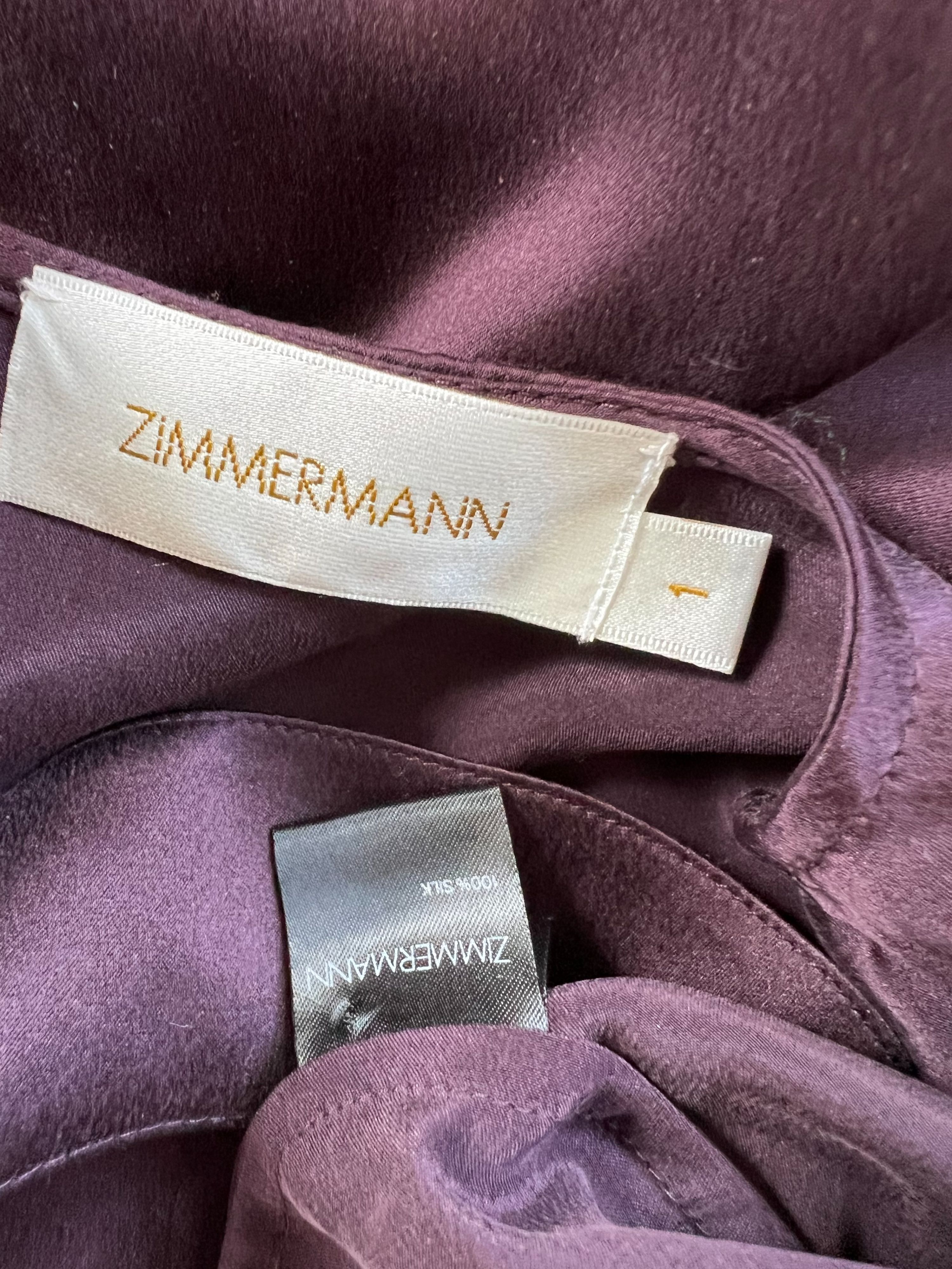 Preowned Zimmermann Purple Belted Silk Mini Dress Size S