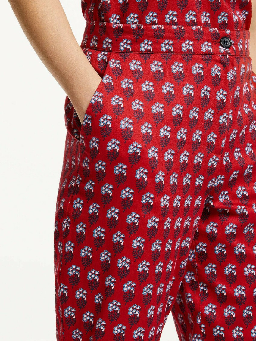 People Tree for the VA Printed Capri Pants Size XS Red cotton