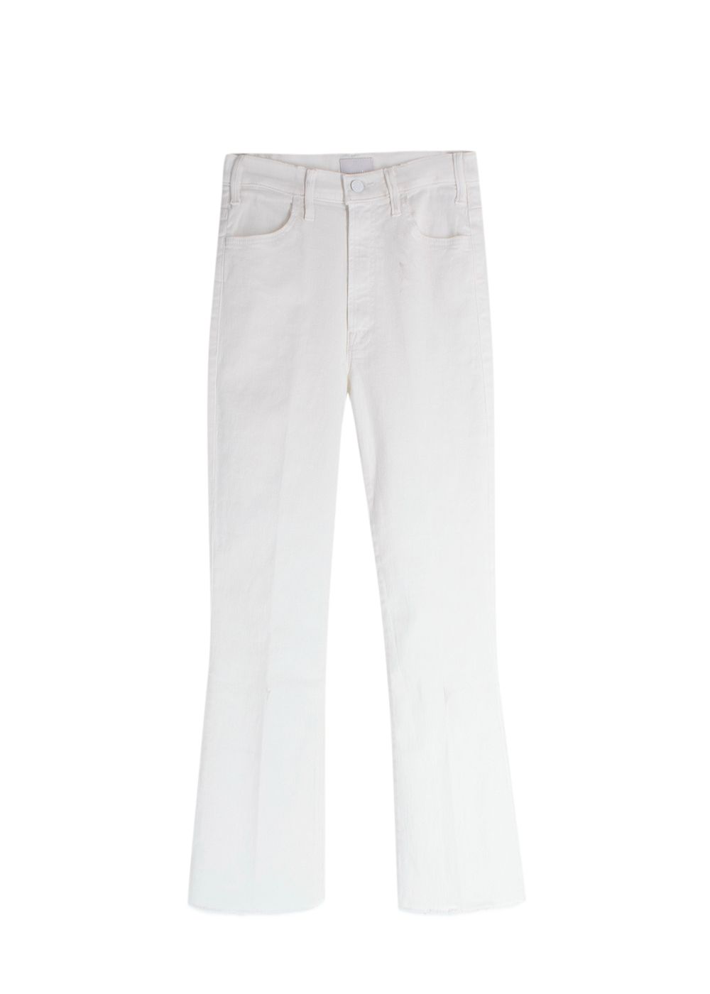 Mother The Hustler Cropped Frayed Flared Jeans Size XS White cotton/polyester