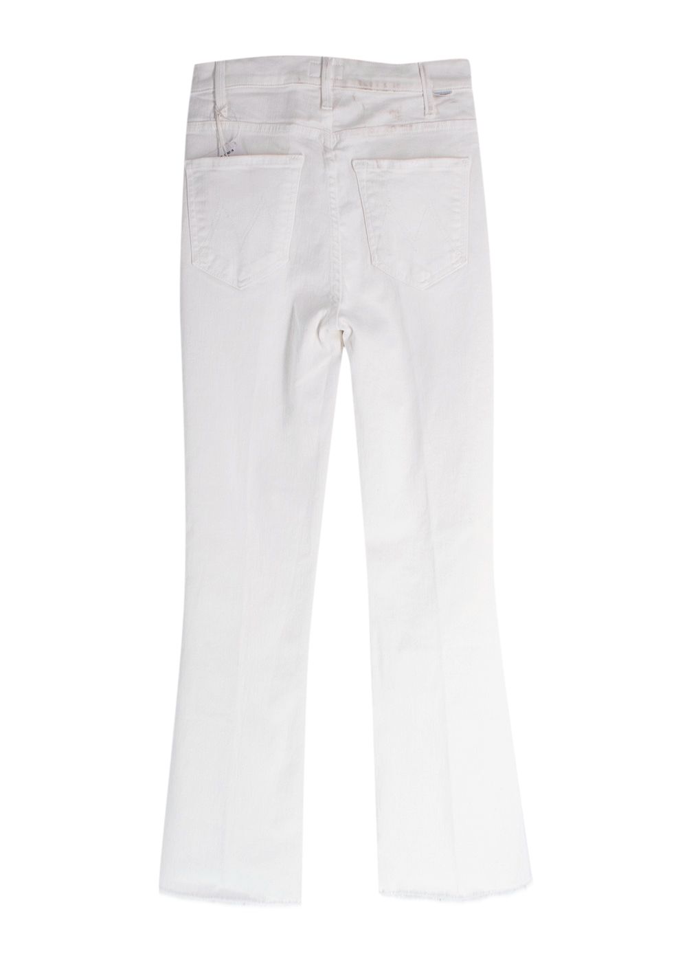 Mother The Hustler Cropped Frayed Flared Jeans Size XS White cotton/polyester