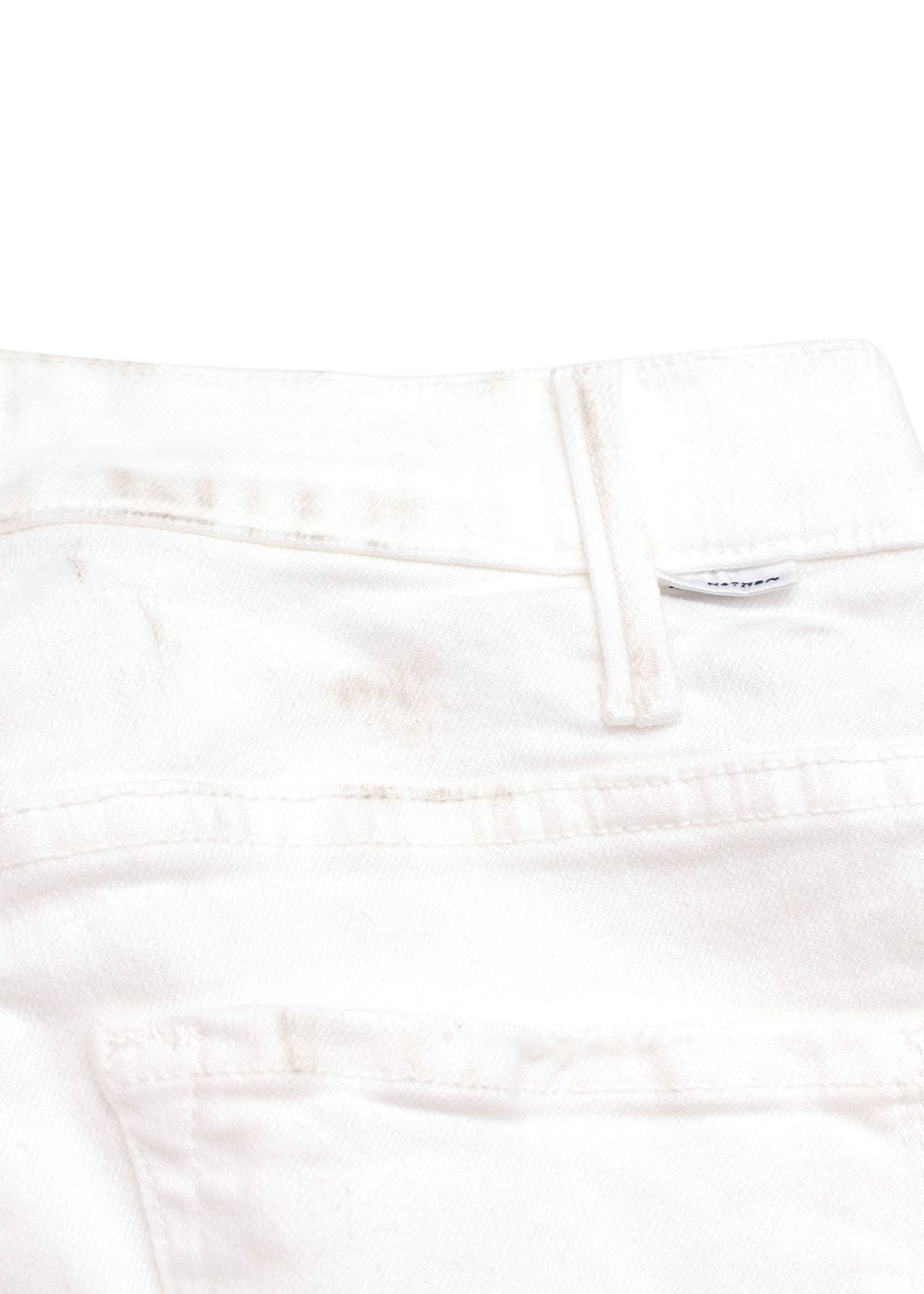 Mother The Hustler Cropped Frayed Flared Jeans Size XS White cotton/polyester