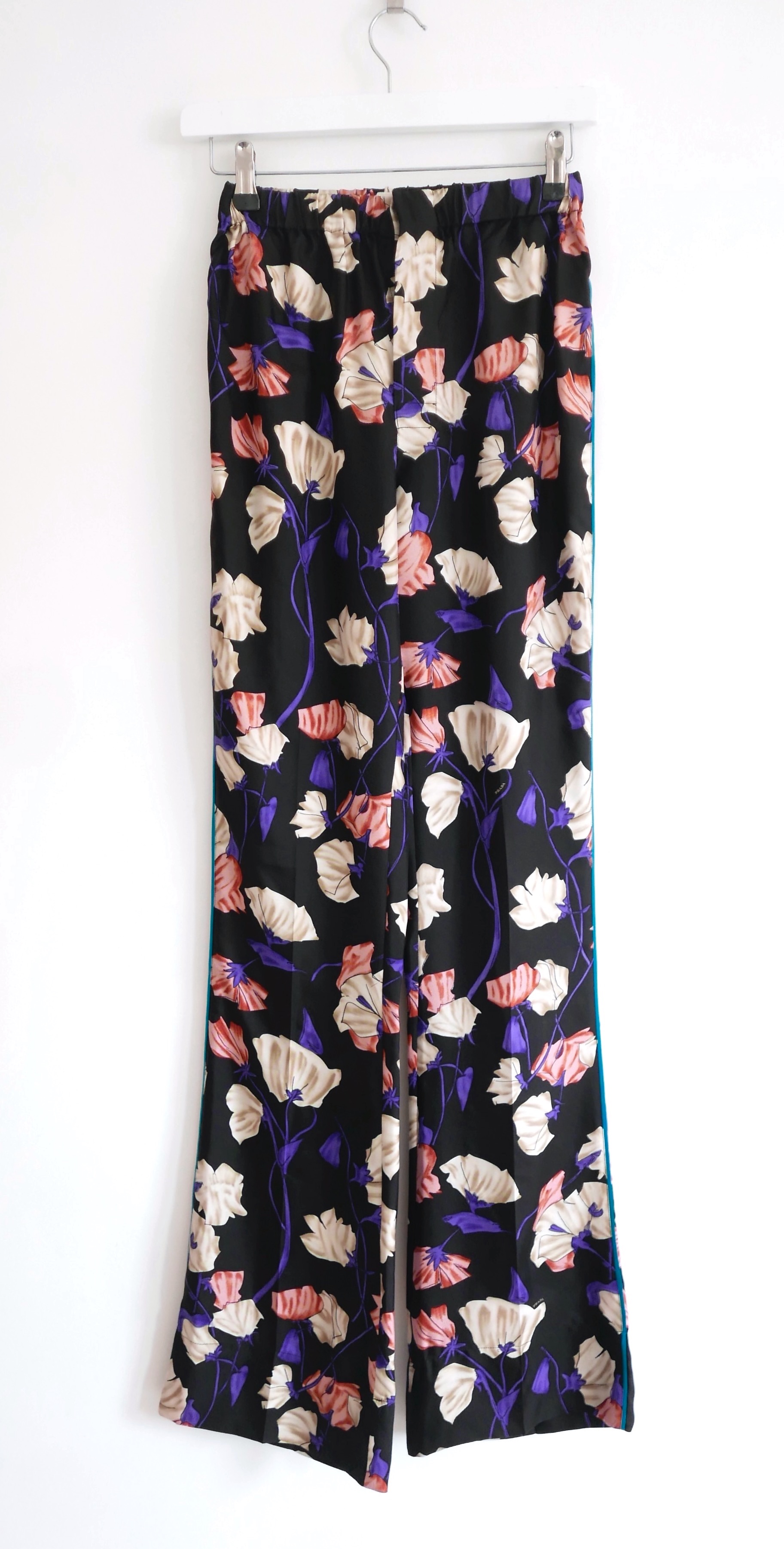 Prada Floral Silk Pyjama Set Size XS Black