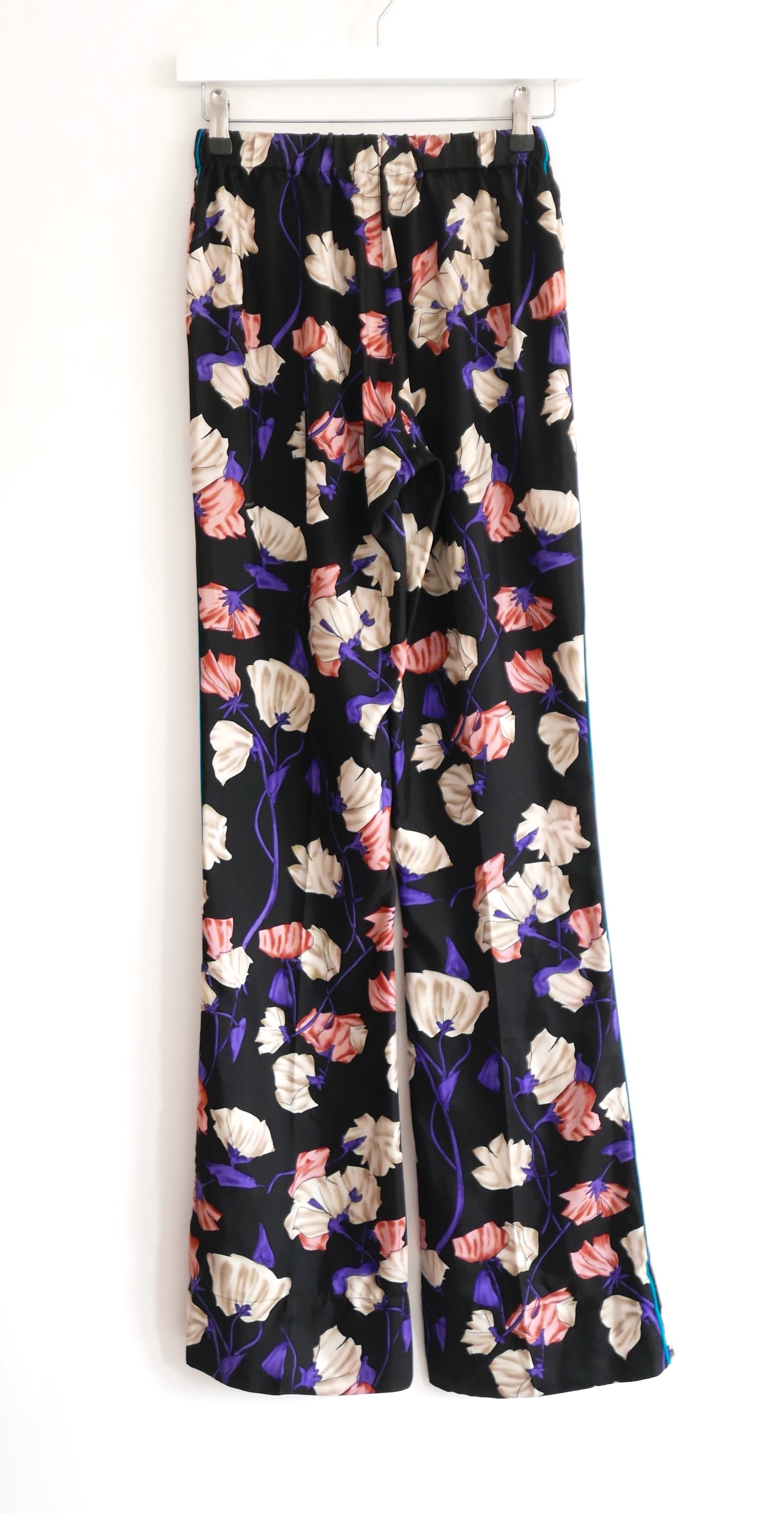 Prada Floral Silk Pyjama Set Size XS Black