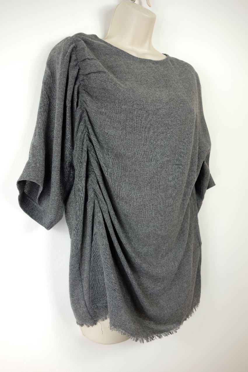 Preowned Bimba Y Lola Grey Ruched Oversize Top Size S viscose