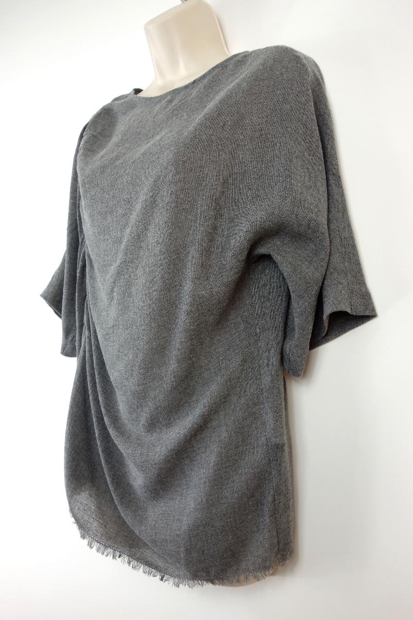 Preowned Bimba Y Lola Grey Ruched Oversize Top Size S viscose