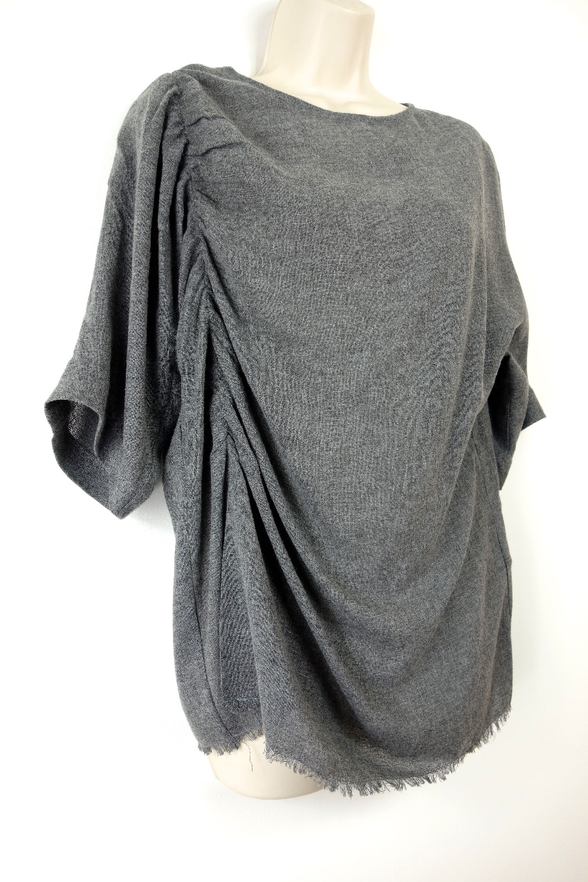 Preowned Bimba Y Lola Grey Ruched Oversize Top Size S viscose