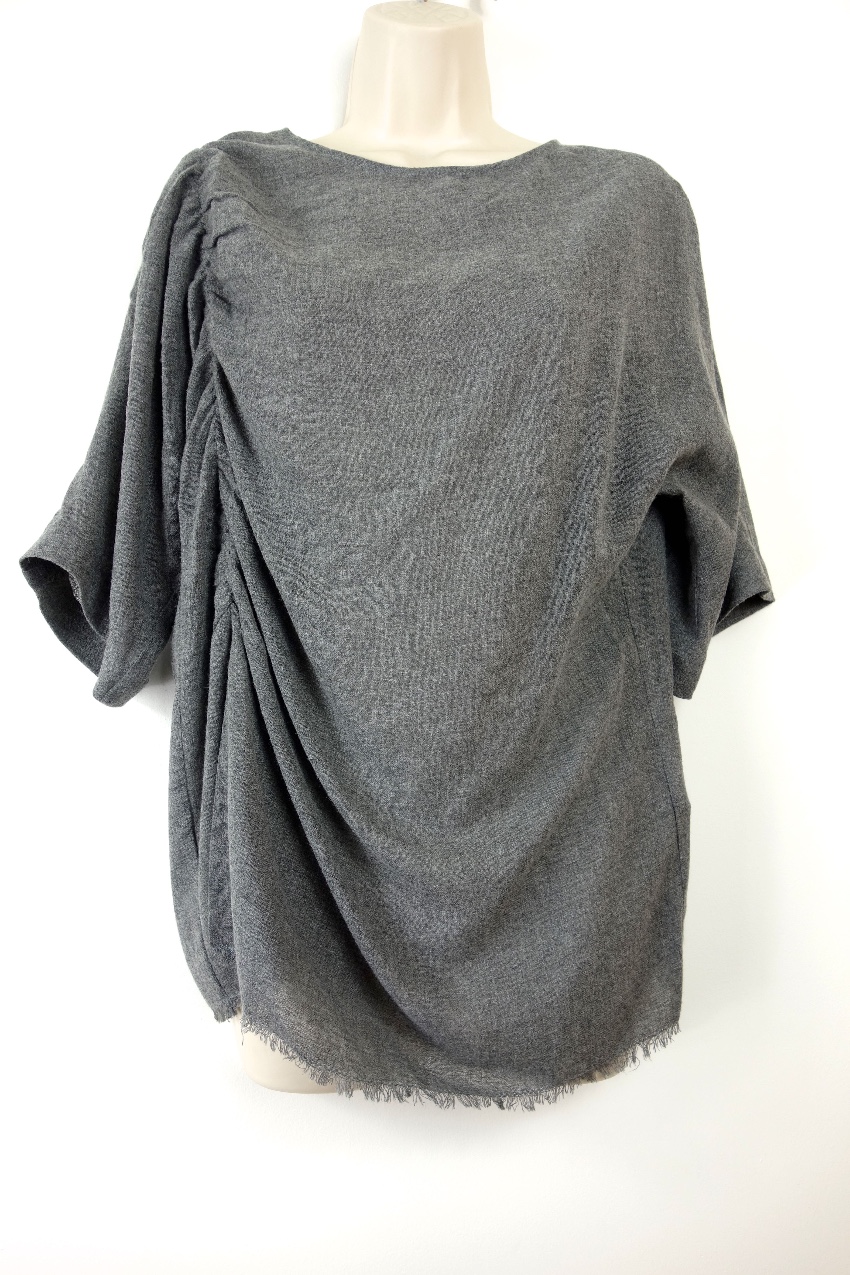 Preowned Bimba Y Lola Grey Ruched Oversize Top Size S viscose