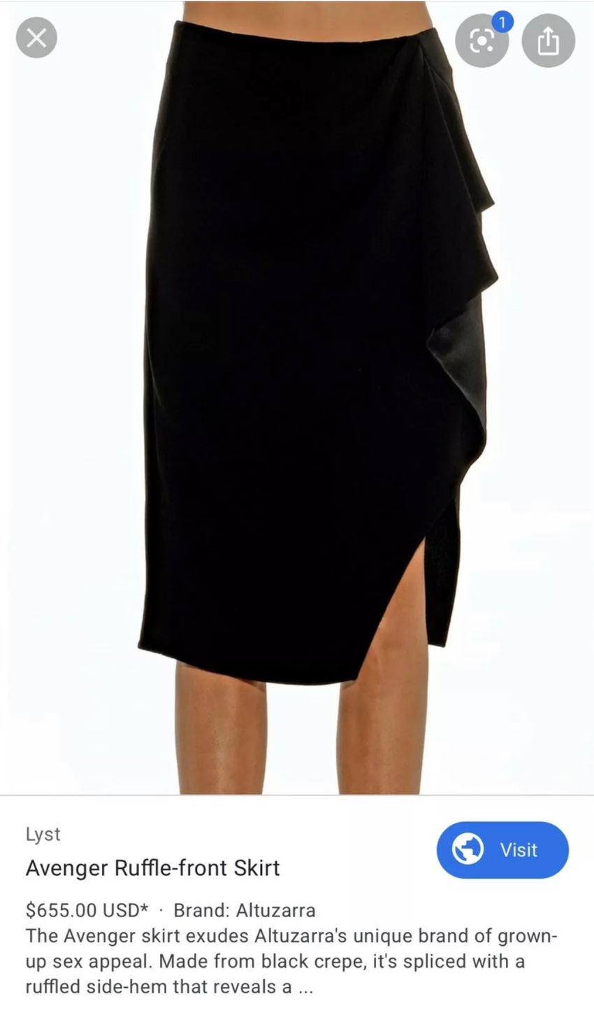 Altuzarra Avenger Ruffle-front Skirt Size S Black crepe