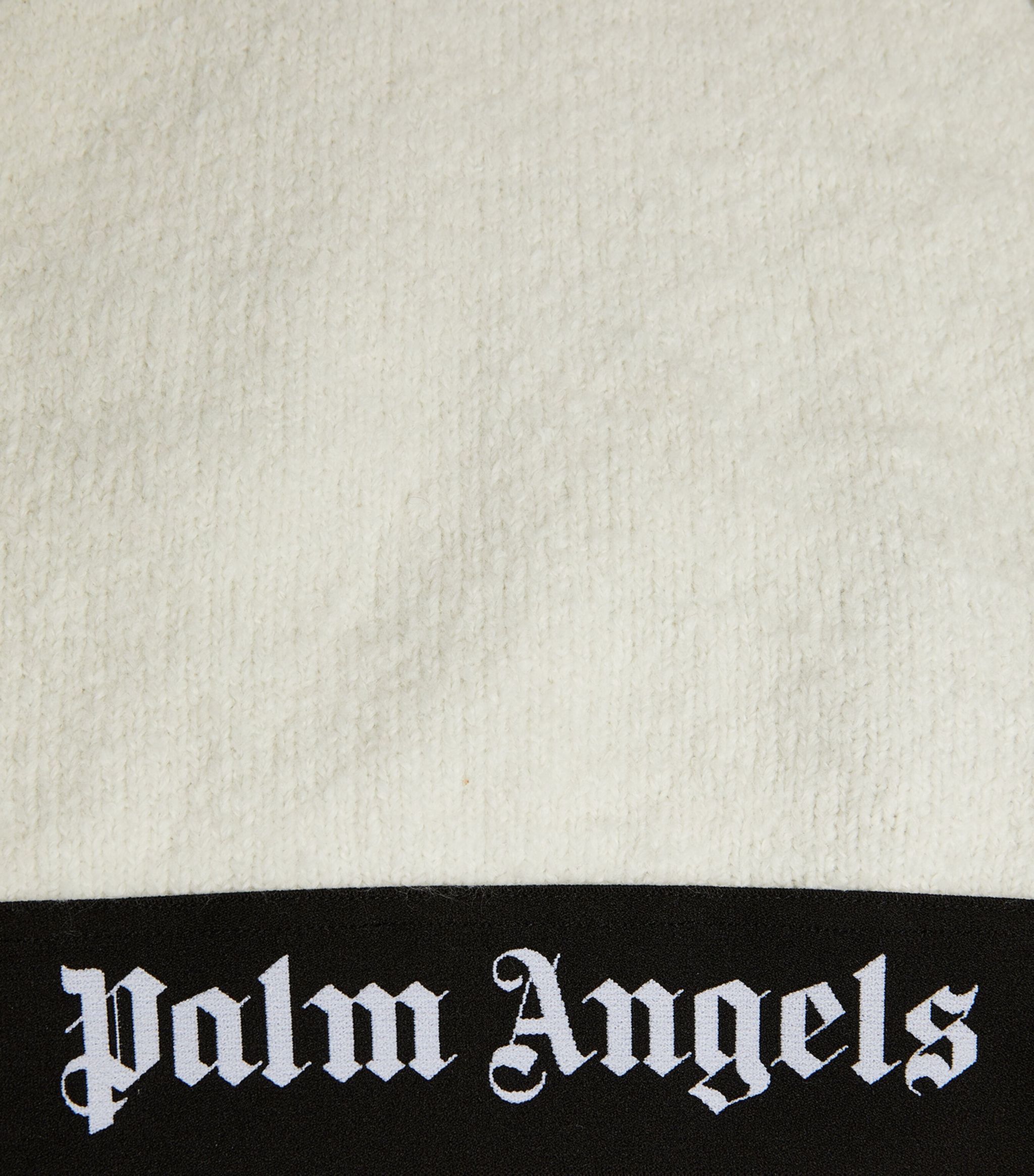 Palm Angels Beige Boucle Knit Logo Crop Top Size XS Cream cotton