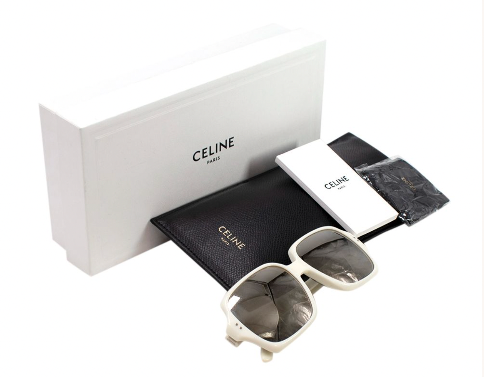 Celine White Mirrored Square Frame Sunglasses