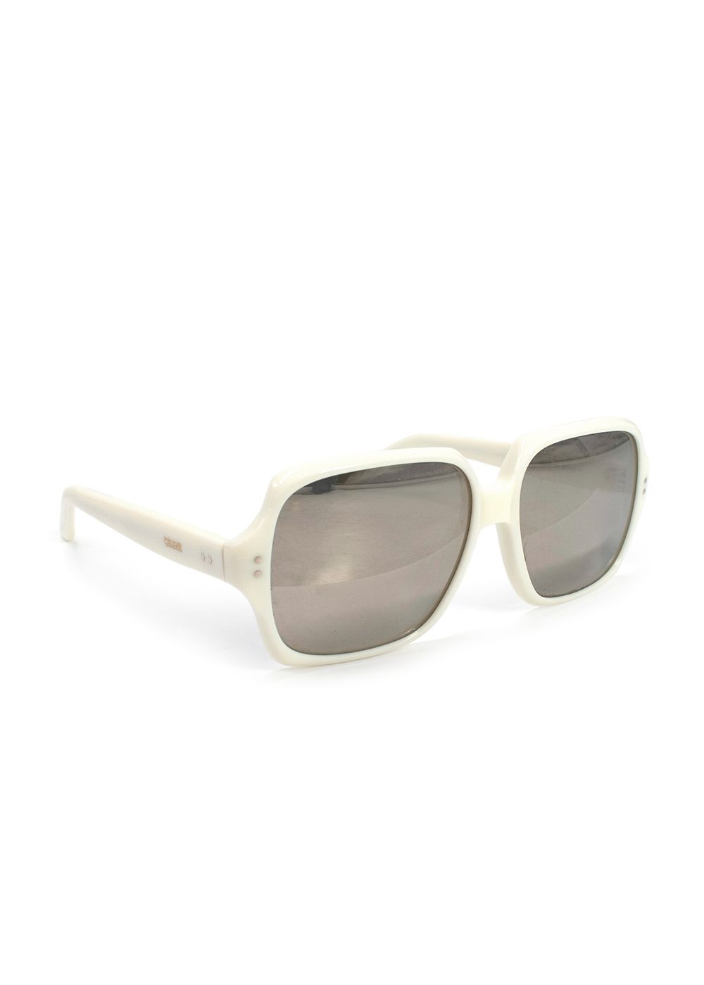 Celine White Mirrored Square Frame Sunglasses