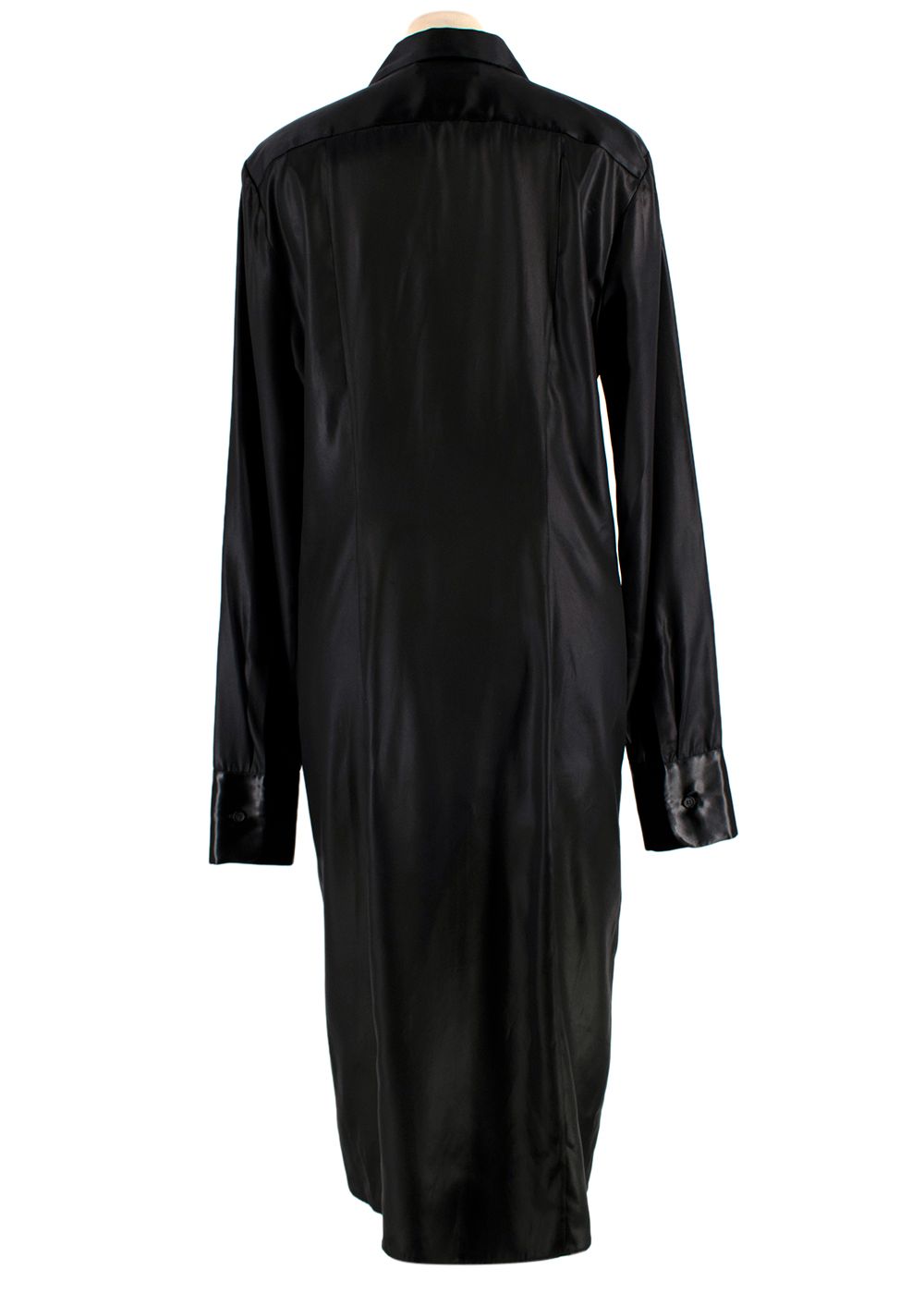 Bottega Veneta Black Ruched Midi Shirt Dress Size XS viscose