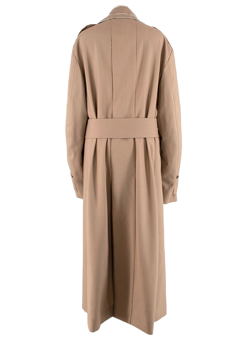 Marni Contrast Stitch Brown Trench Coat Size XS wool