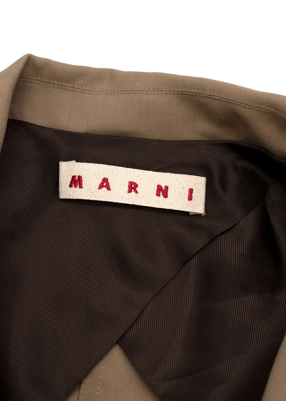 Marni Contrast Stitch Brown Trench Coat Size XS wool