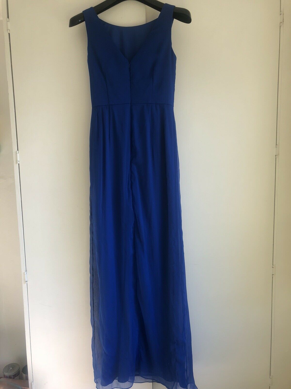 Preowned Lela Rose Sapphire Blue Draped Gown Size S polyester