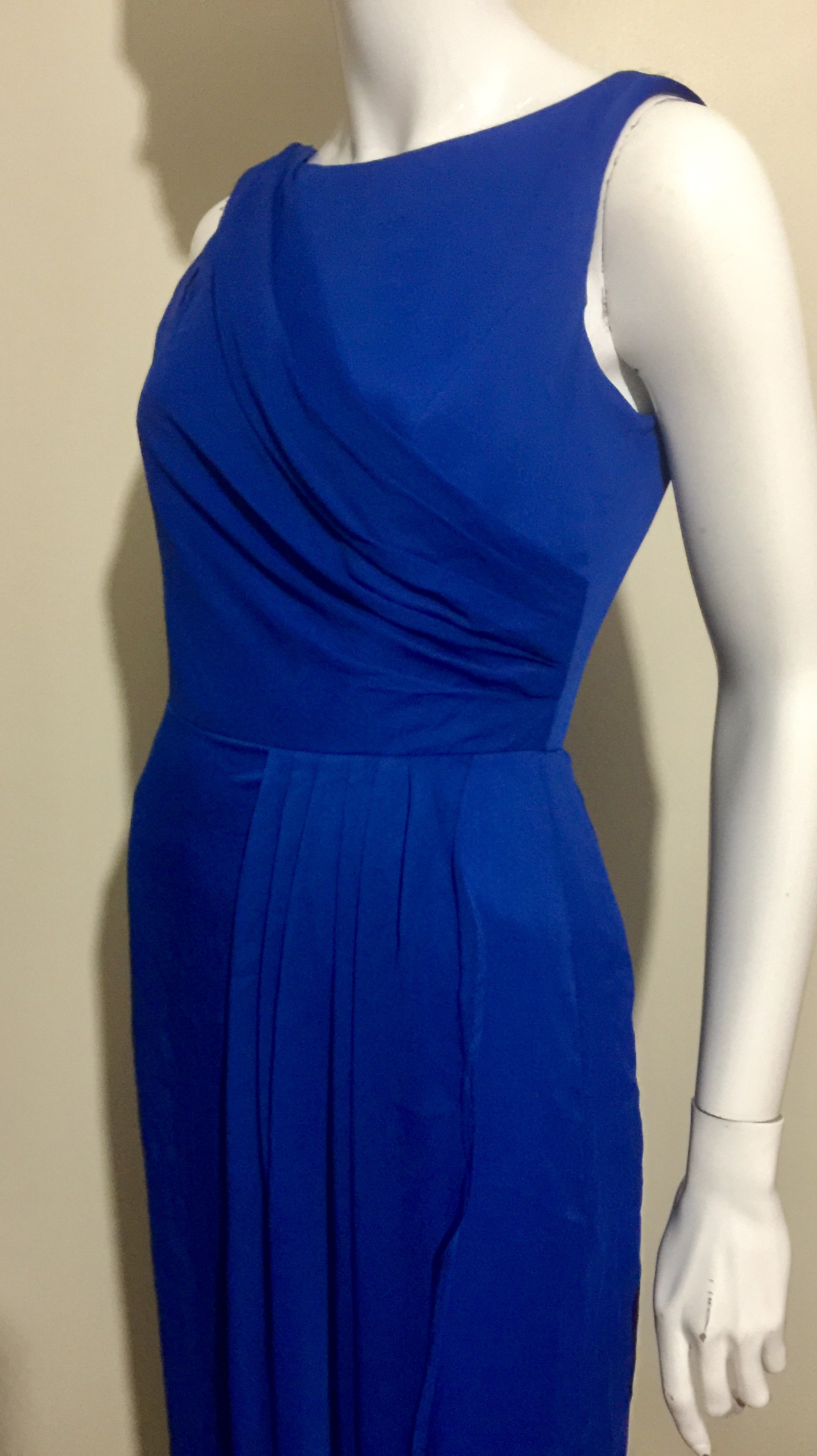 Preowned Lela Rose Sapphire Blue Draped Gown Size S polyester