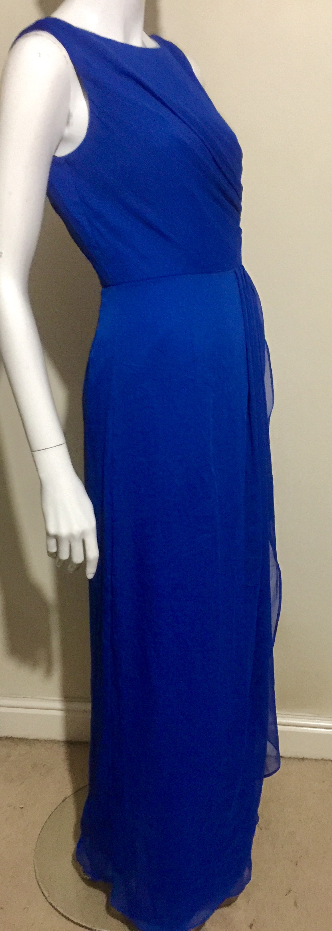 Preowned Lela Rose Sapphire Blue Draped Gown Size S polyester