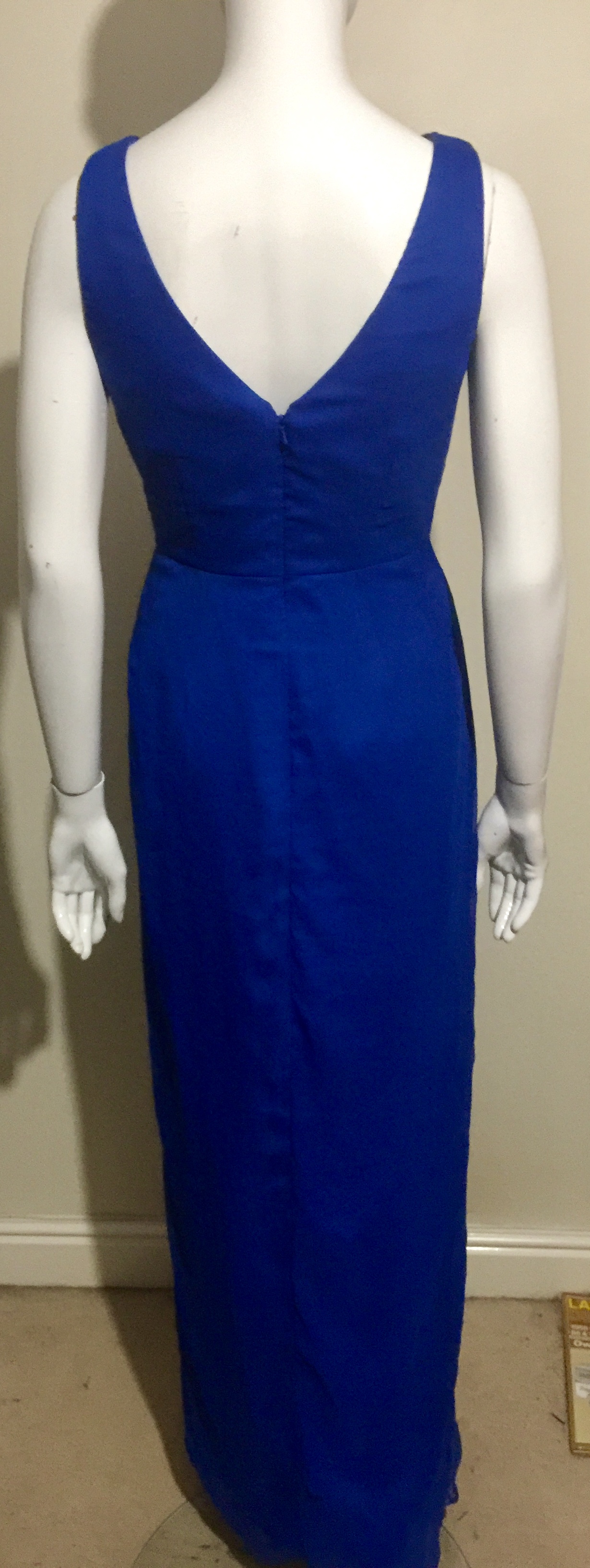 Preowned Lela Rose Sapphire Blue Draped Gown Size S polyester