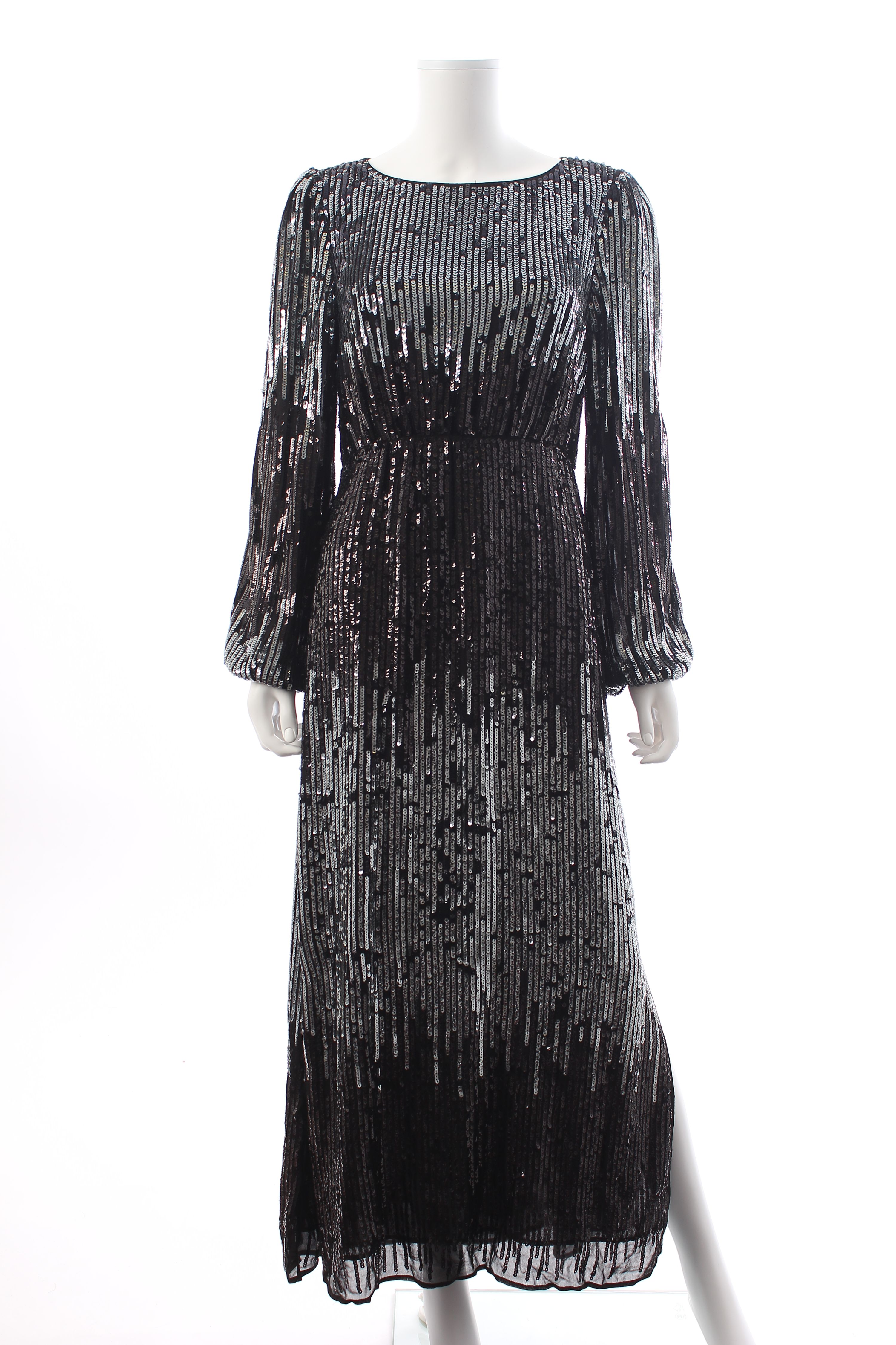 Rixo Black Coco Sequin Embellished Maxi Dress Size M viscose/polyester