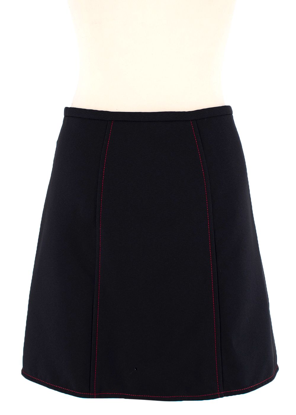 Louis Vuitton black twill red topstitched mini skirt Size XS