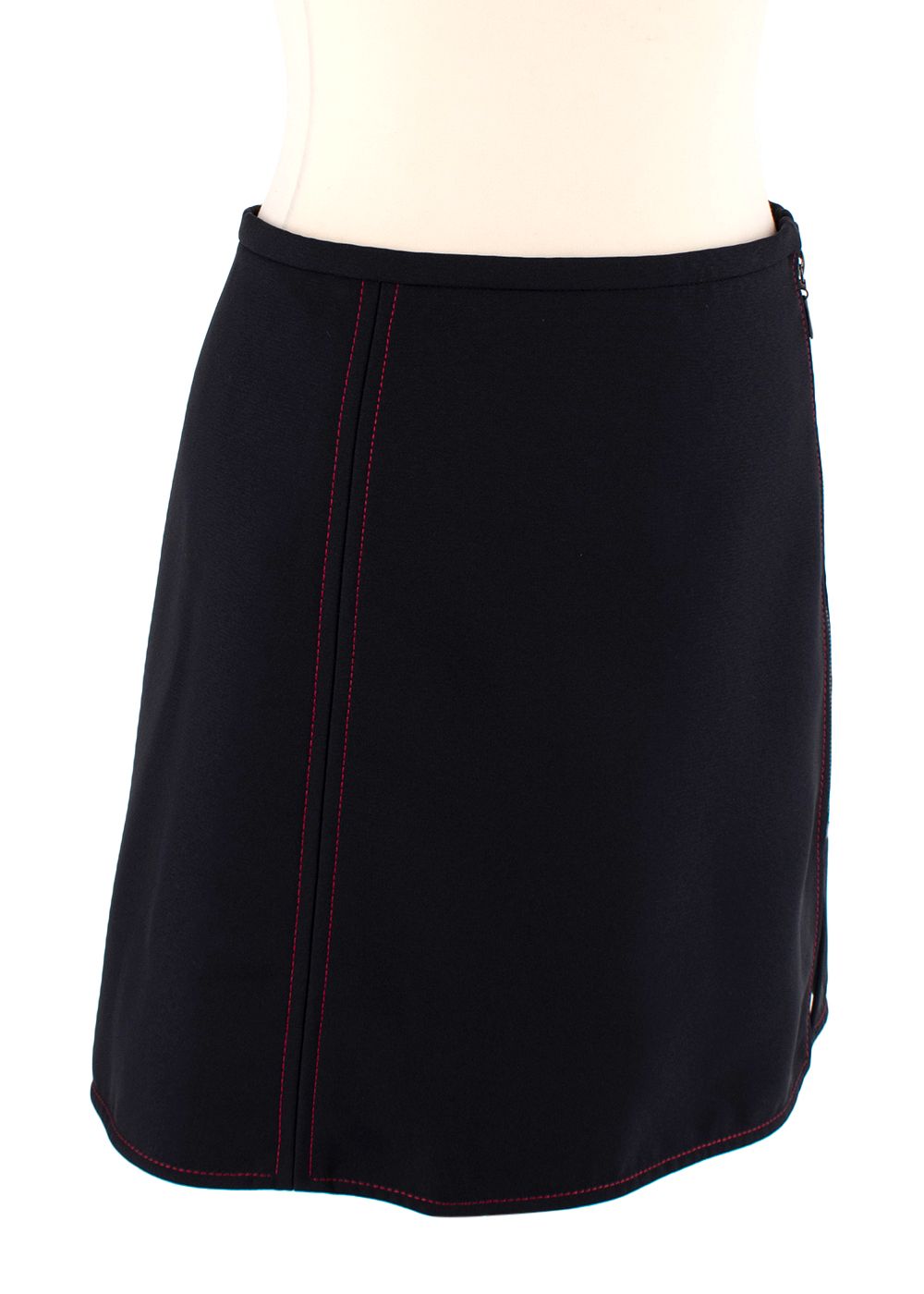 Louis Vuitton black twill red topstitched mini skirt Size XS